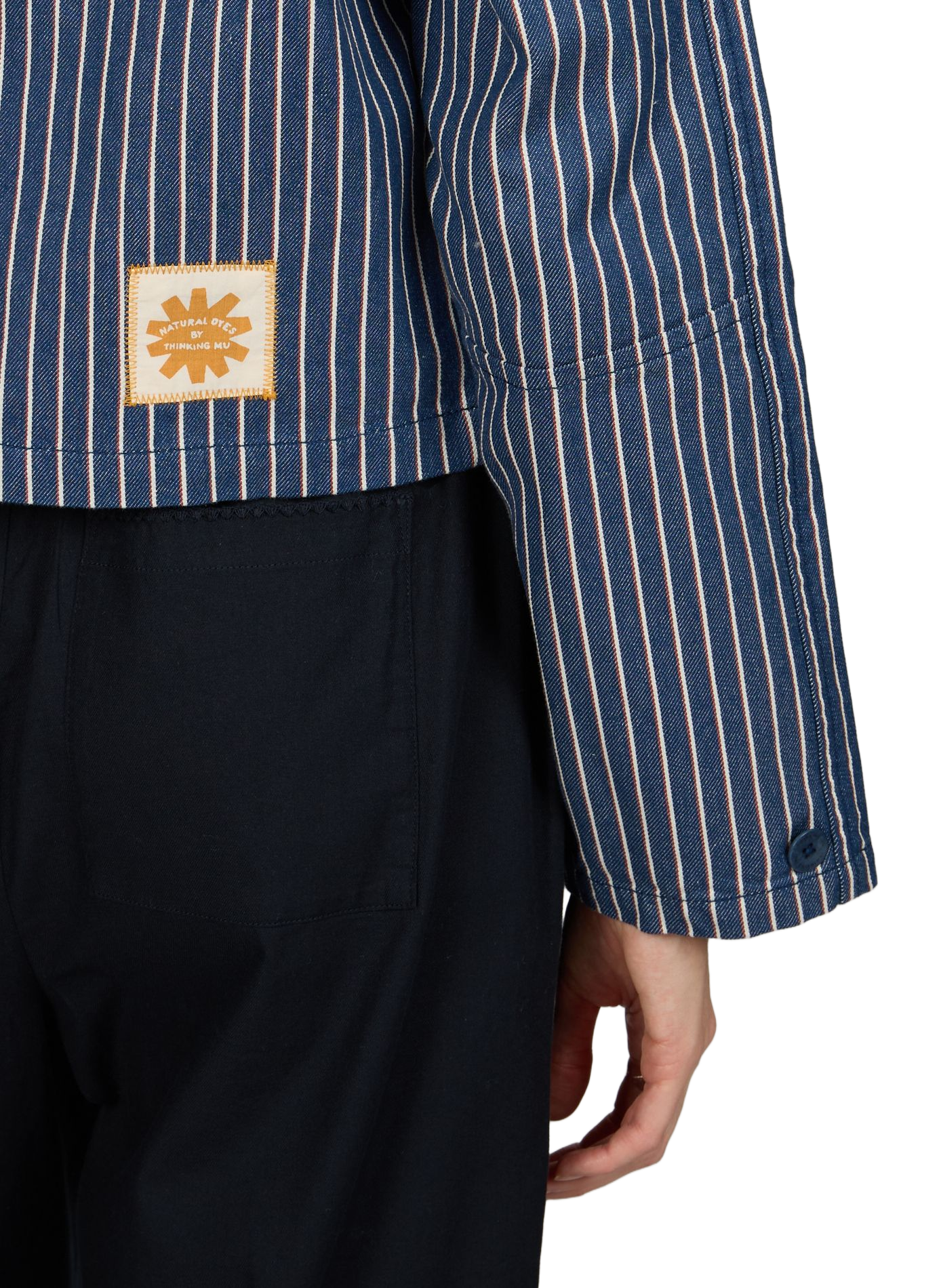 Veste courte rayée Astrid en coton THINKING MU Beige