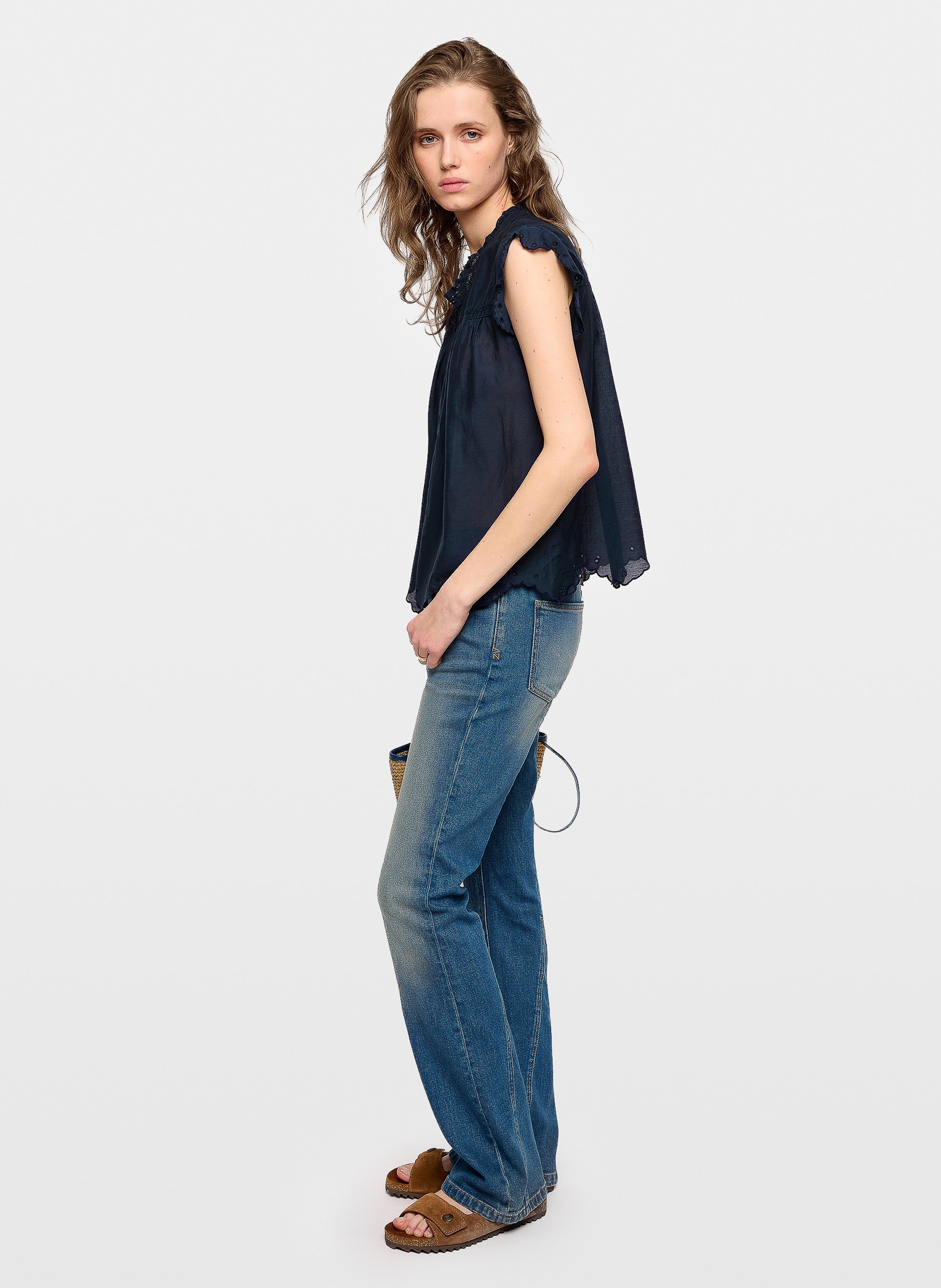 Round neck cotton top tika ZADIG&VOLTAIRE Blue