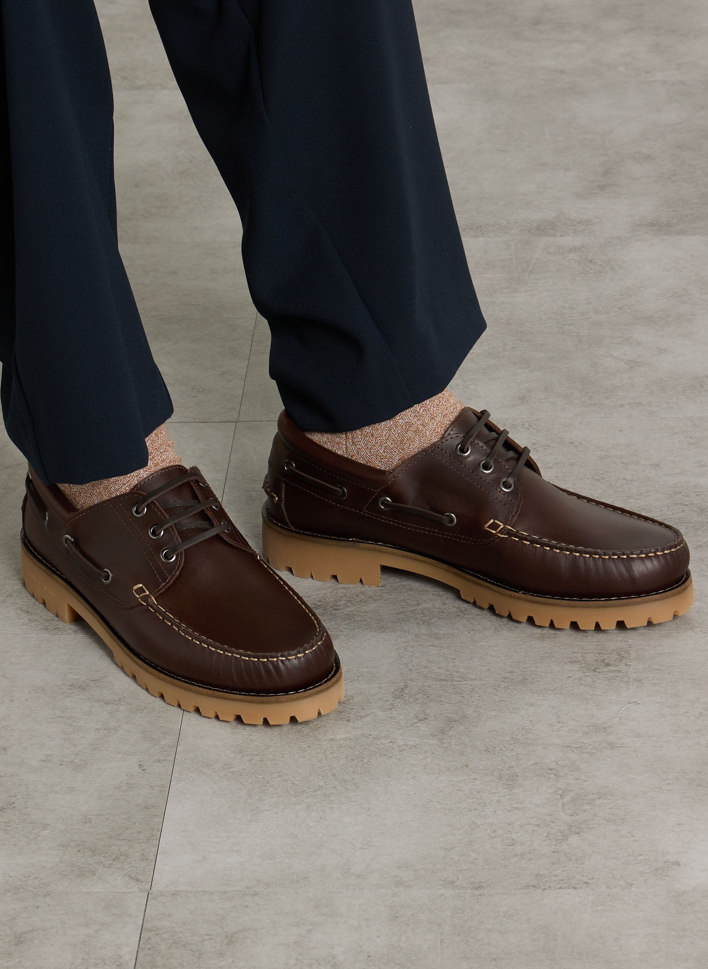 Chaussures bateau en cuir IKKS Marron