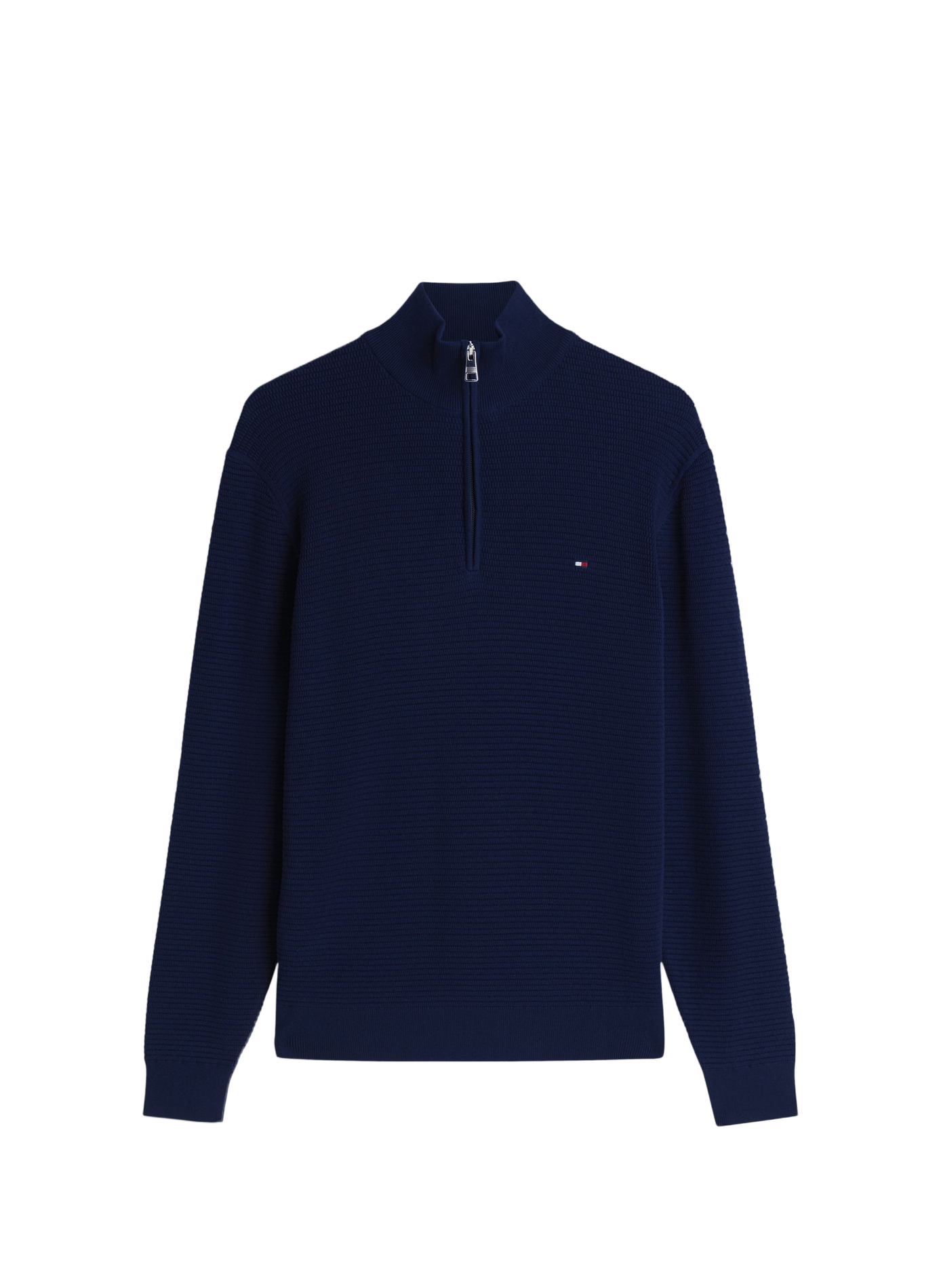 Straight cotton sweater with zip collar TOMMY HILFIGER Blue