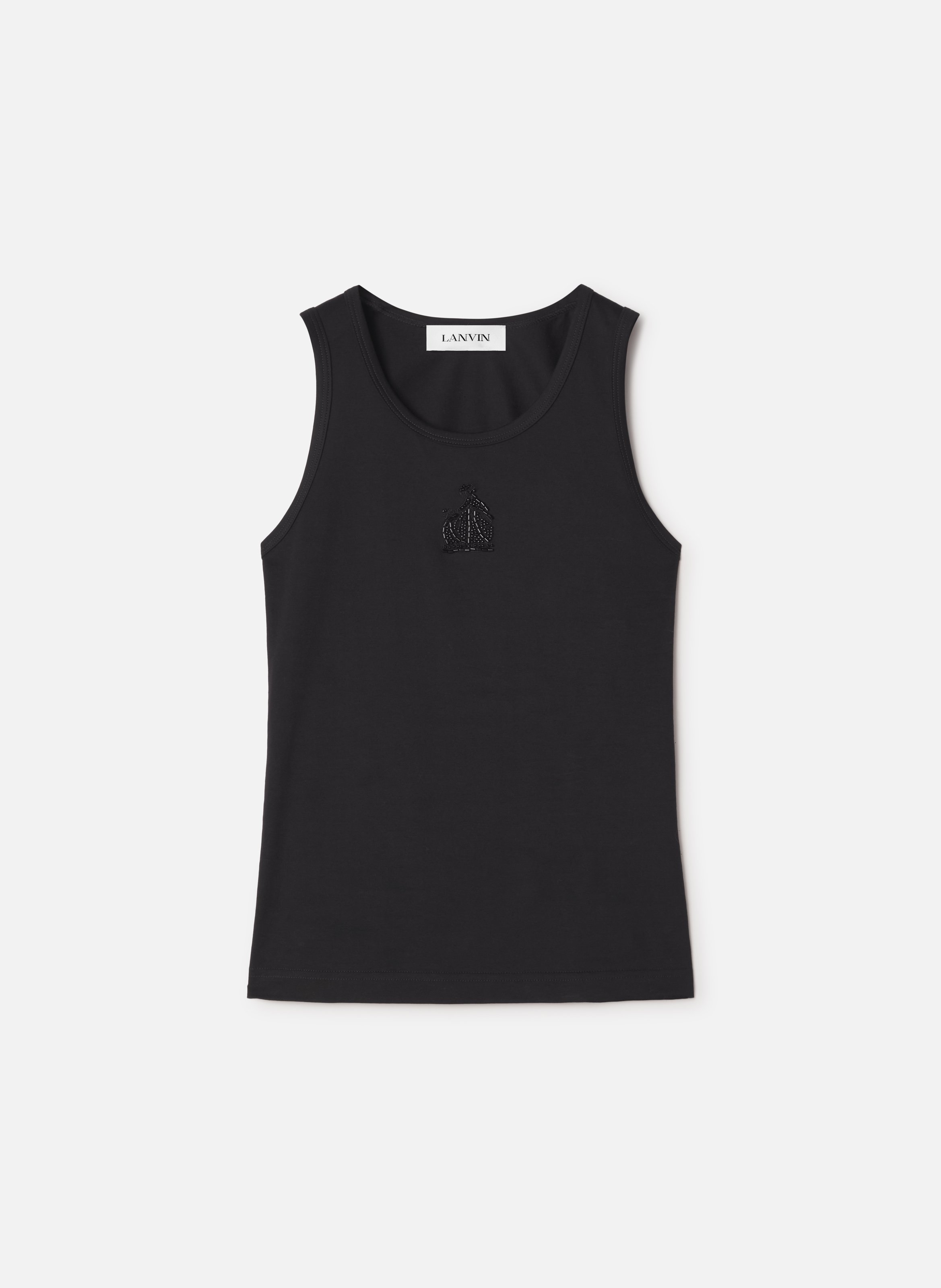 Débardeur brodé la mère et l'enfant en jersey LANVIN Noir