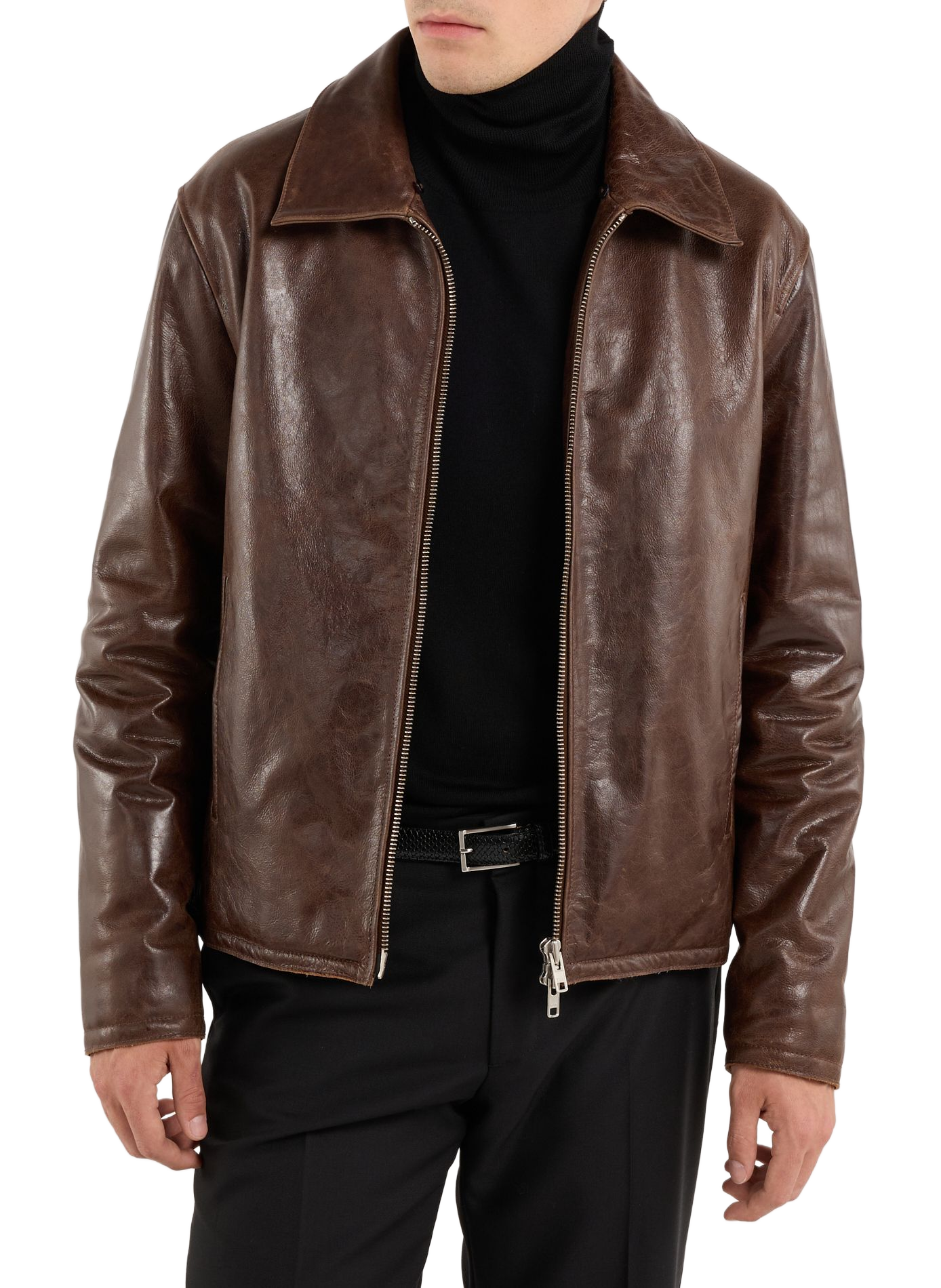 Izzy leather jacket with fur collar SAISON 1865 Brown
