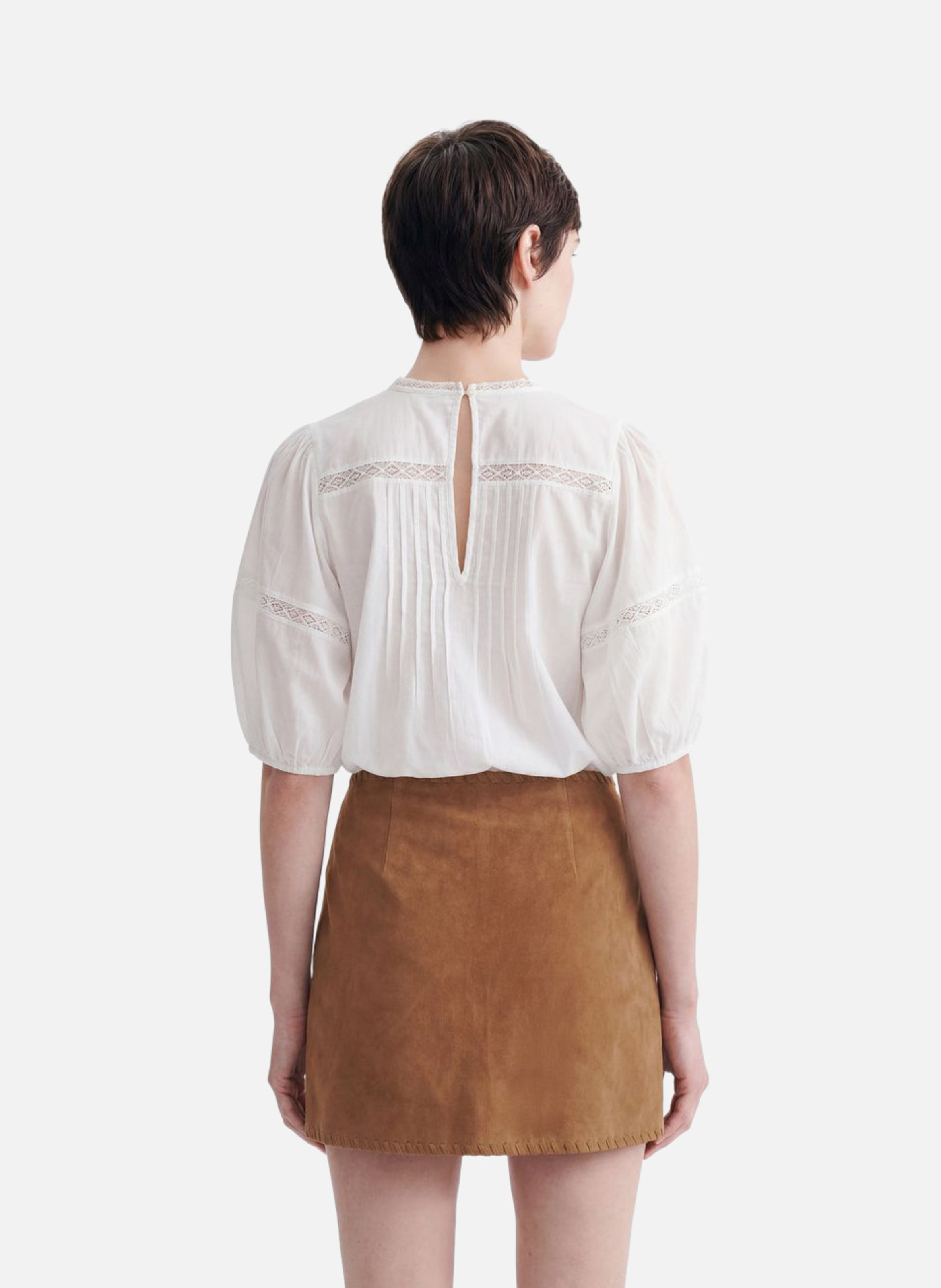 Jupe courte en daim tolmia VANESSA BRUNO Marron