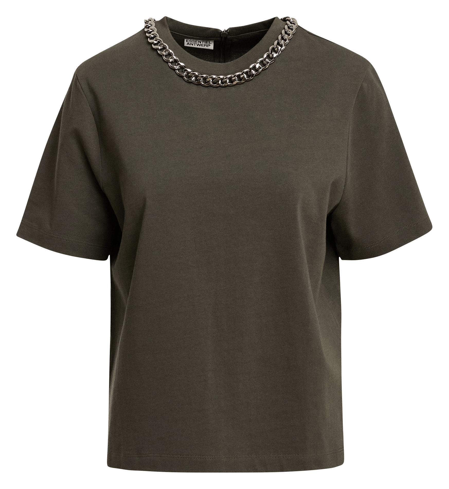 T-shirt ample avec collier en chaîne en coton bio klaim ESSENTIEL ANTWERP Vert