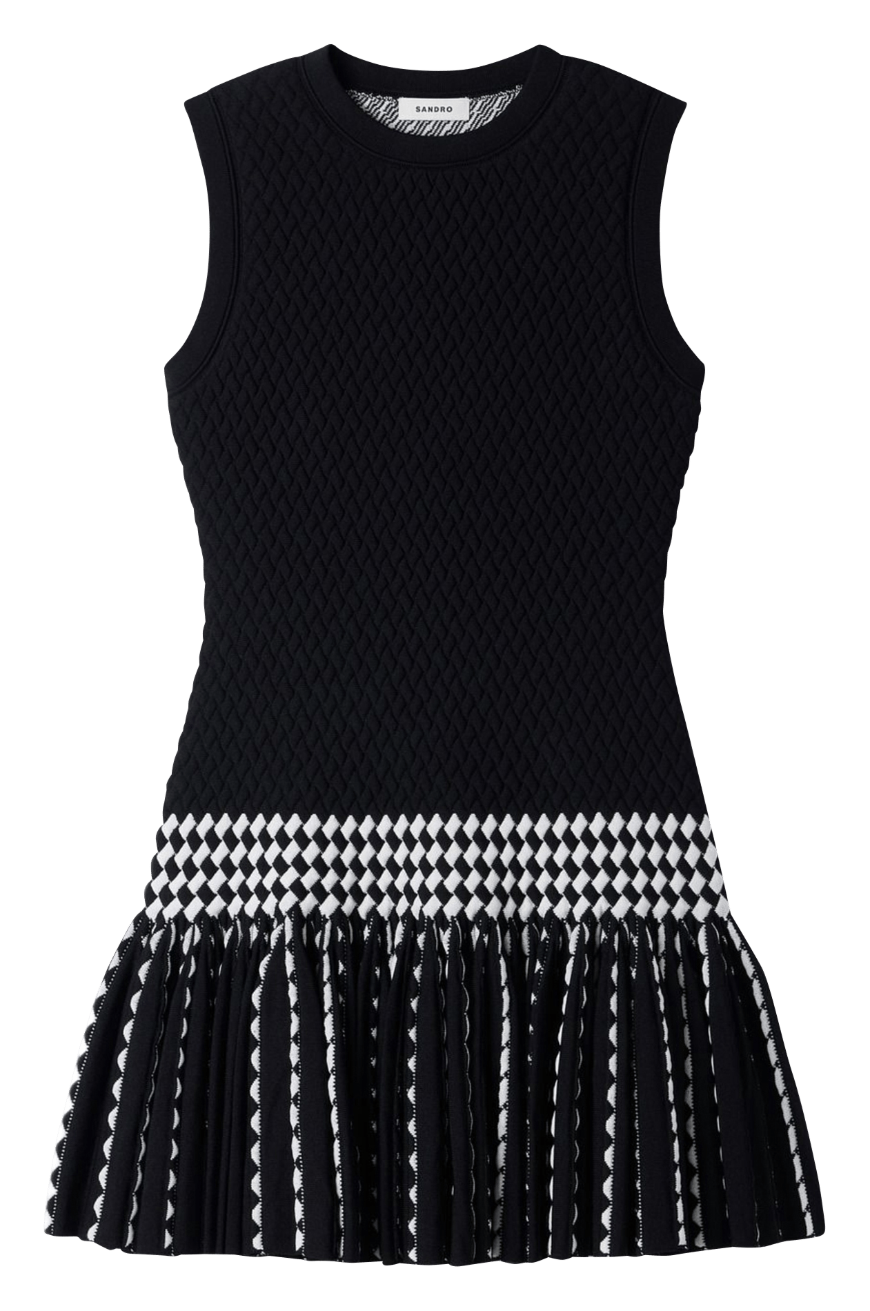 Robe sans manches évasée à carreaux SANDRO Noir