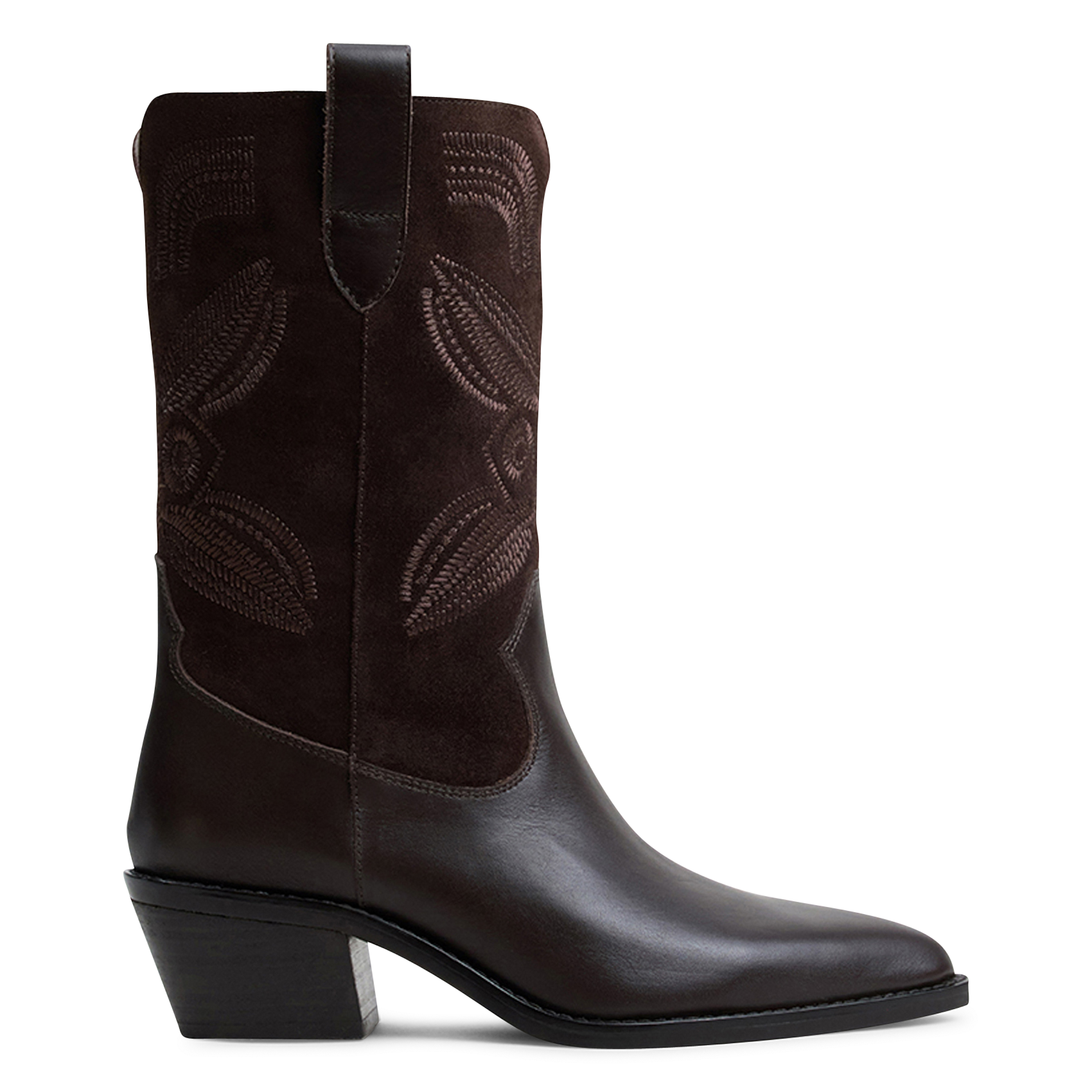 Bottes à bouts pointus et surpiqures en cuir tatiana JONAK Marron