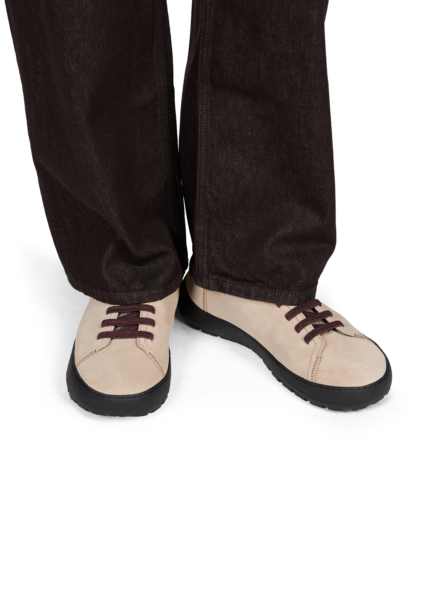 Low-top Peu Serra sneakers in mixed leather. CAMPER Beige