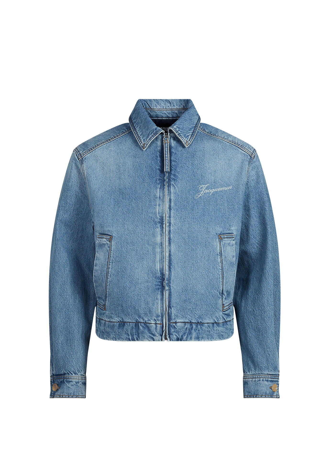 Rechte jas van denimcanvas met ritssluiting JACQUEMUS Blauw
