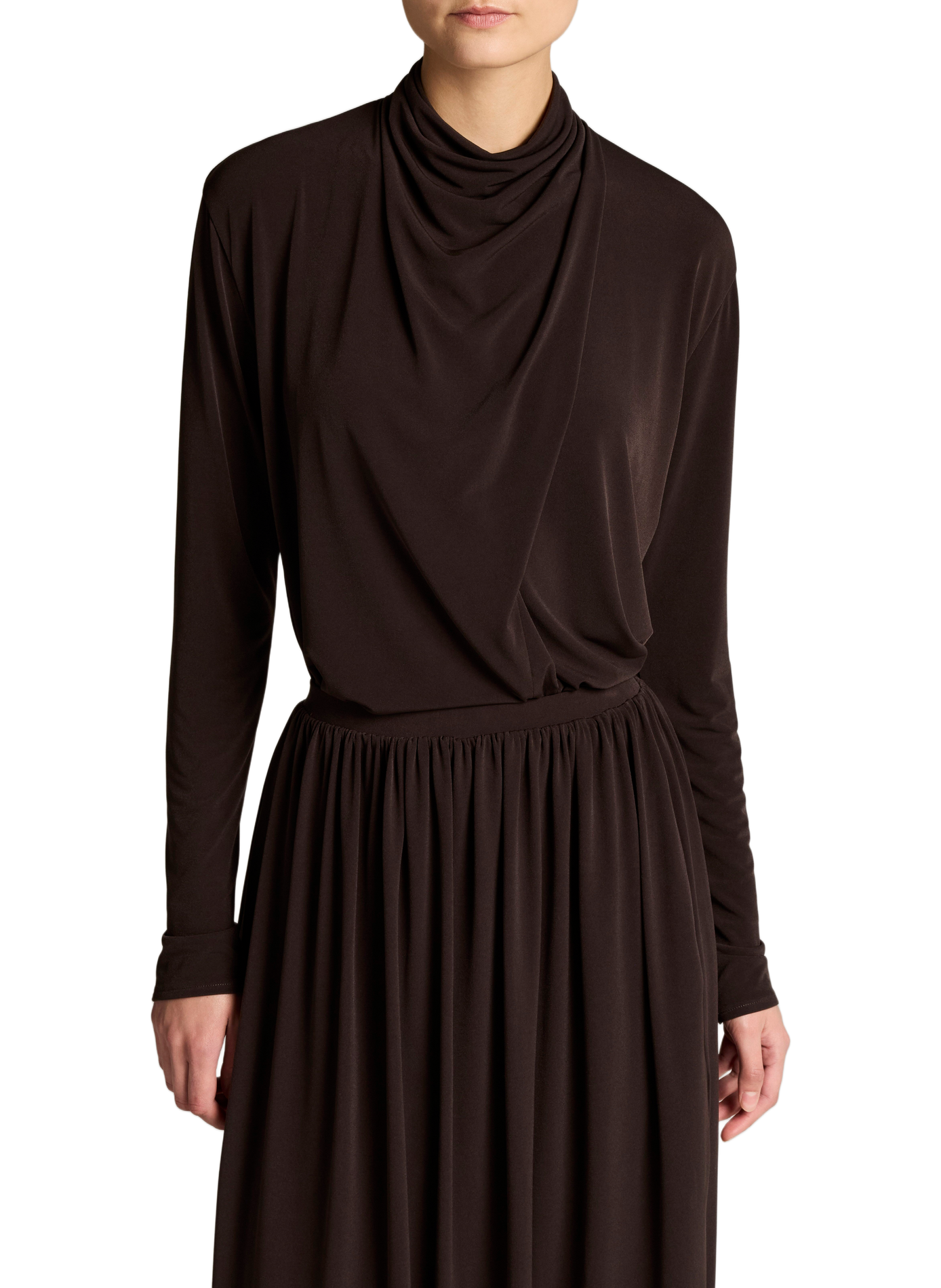 Long-sleeved top with draped neckline VINCE Grey