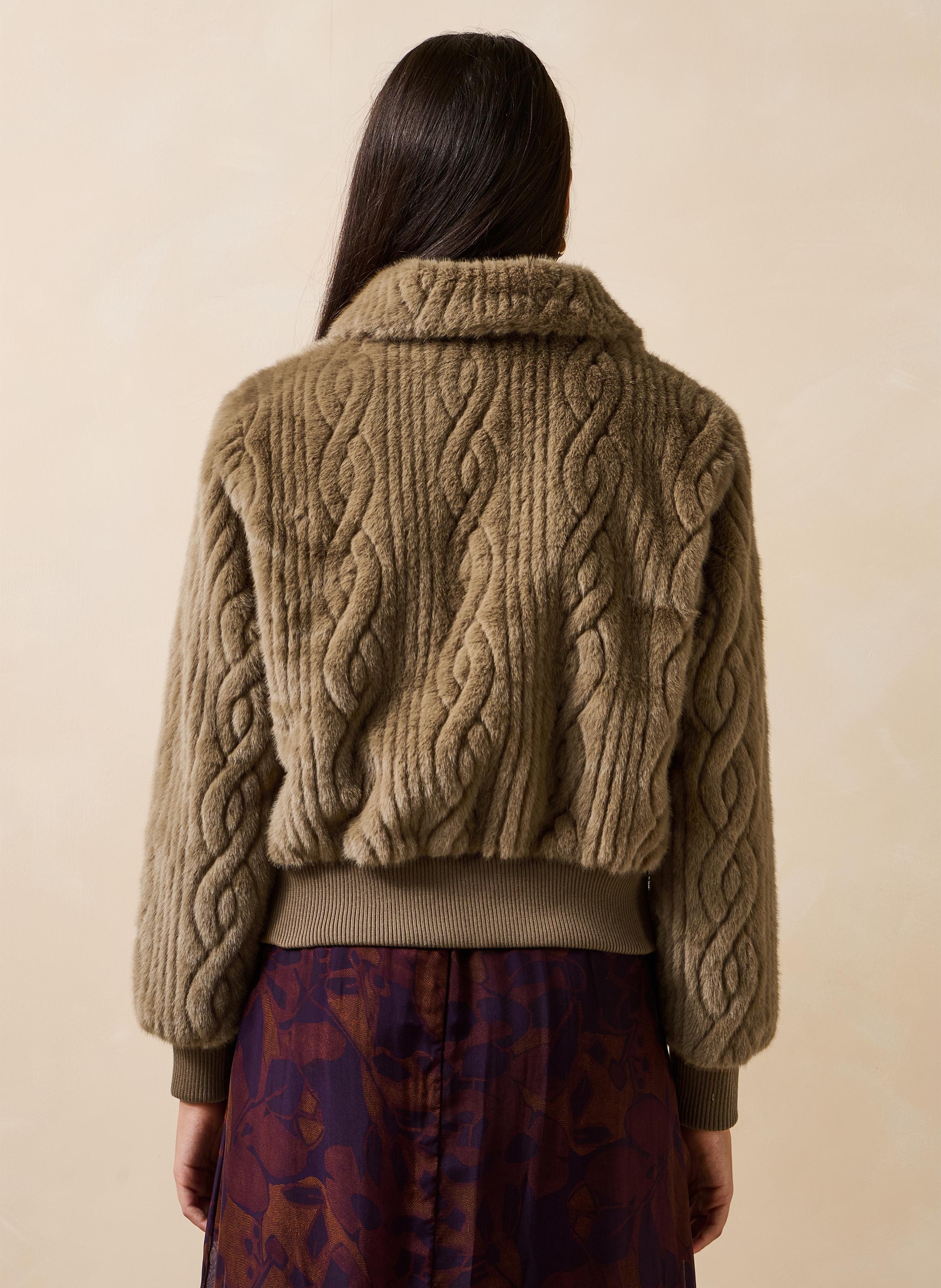 Korte jas met imitatiebont-effect LA FEE MARABOUTEE Bruin