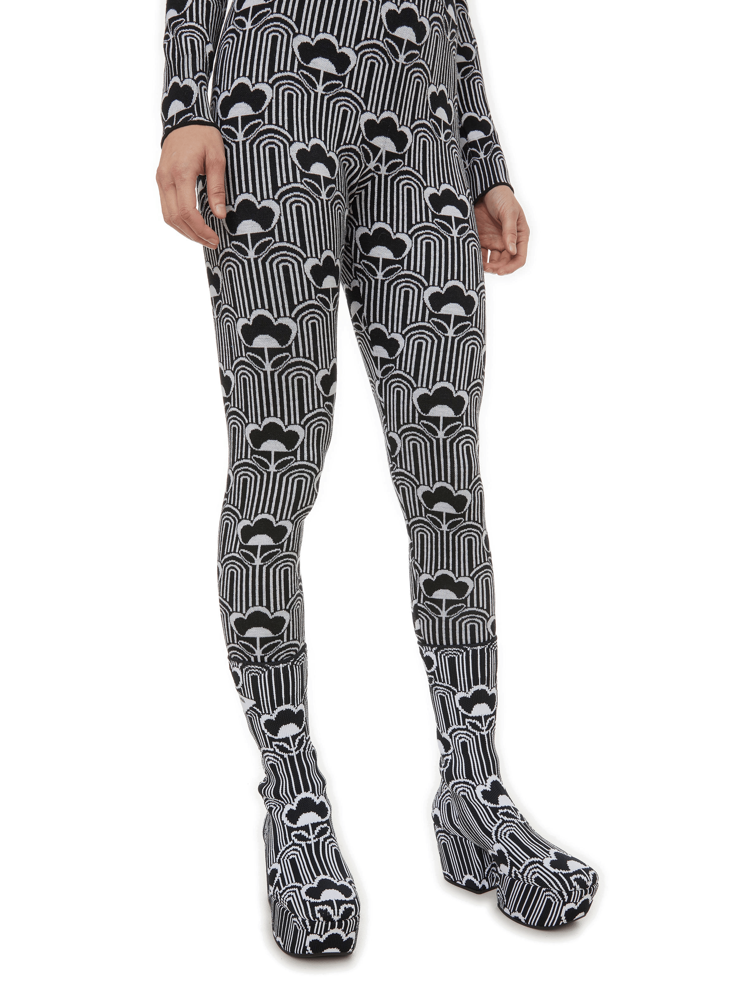 Floral ankle boots PRADA Black