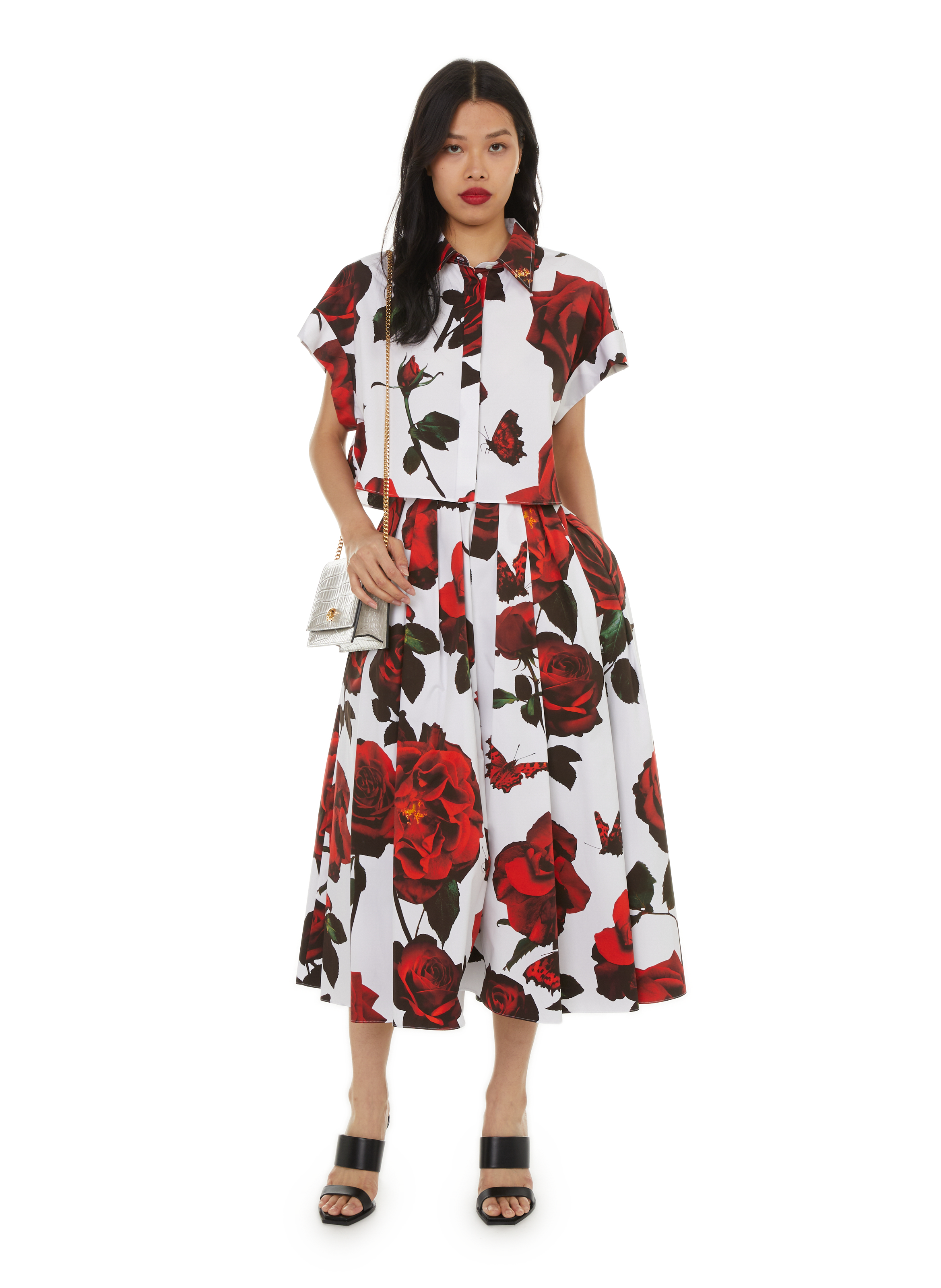 Pleated floral-print midi skirt ALEXANDER MCQUEEN Multicolour