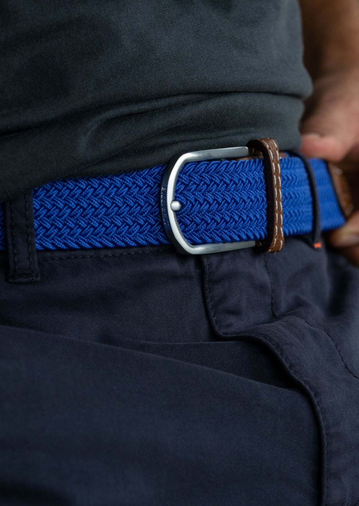Ceinture tressée élastique unie BILLYBELT Bleu
