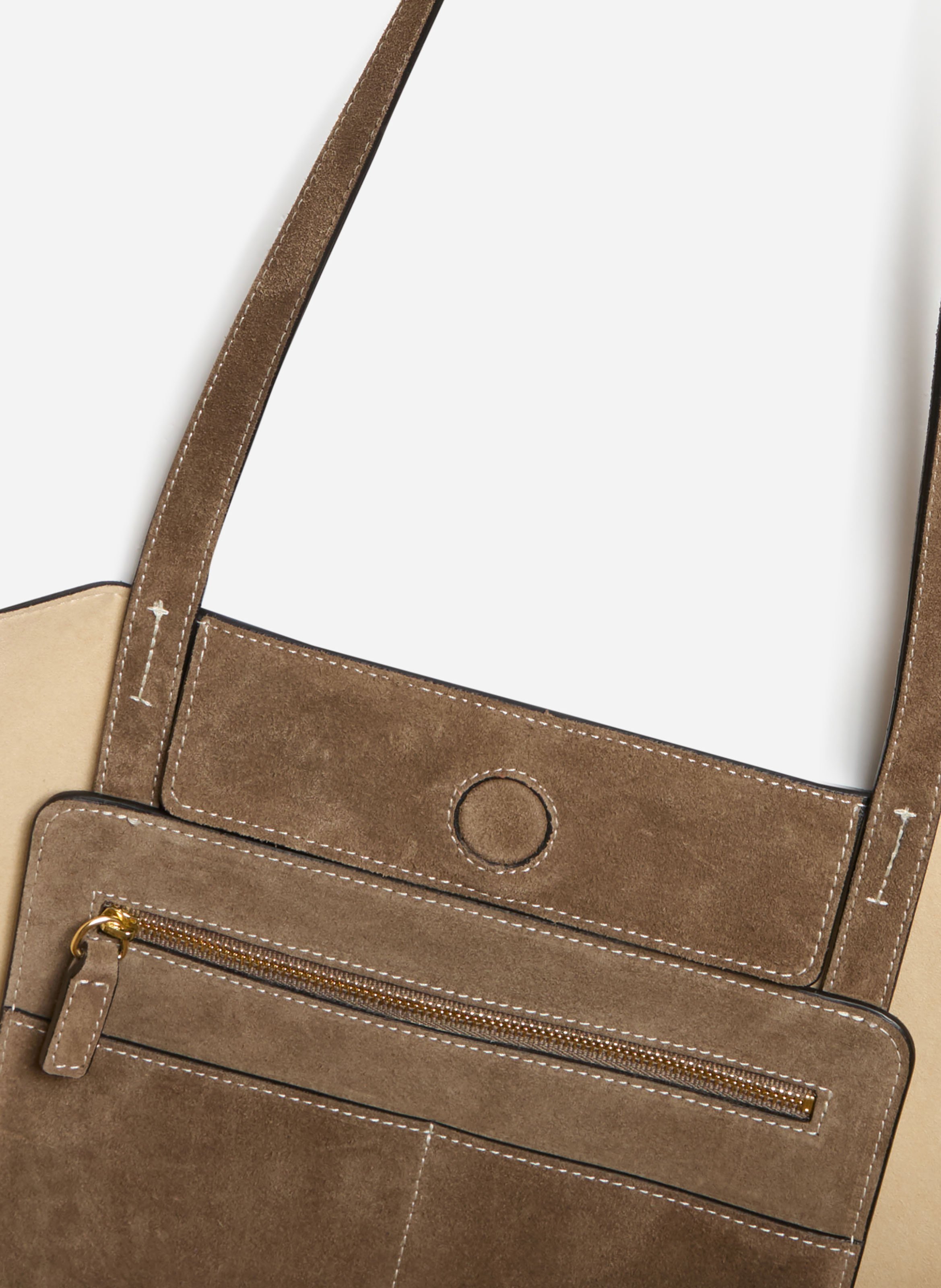 Grand cabas daily en cuir velours VANESSA BRUNO Beige