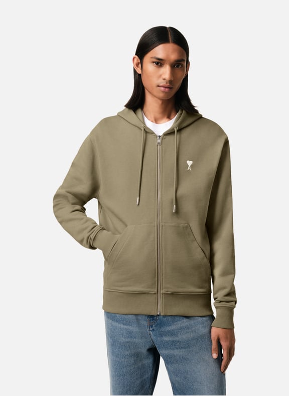 Hoodie ami de coeur ecru Vert by AMI PARIS AMI PARIS Hoodie ami de coeur ecru Vert