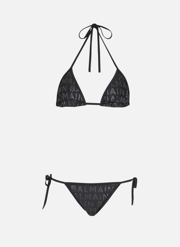 Maillot de bain deuxpièces à logos balmain Noir by BALMAIN BALMAIN Maillot de bain deuxpièces à logos balmain Noir