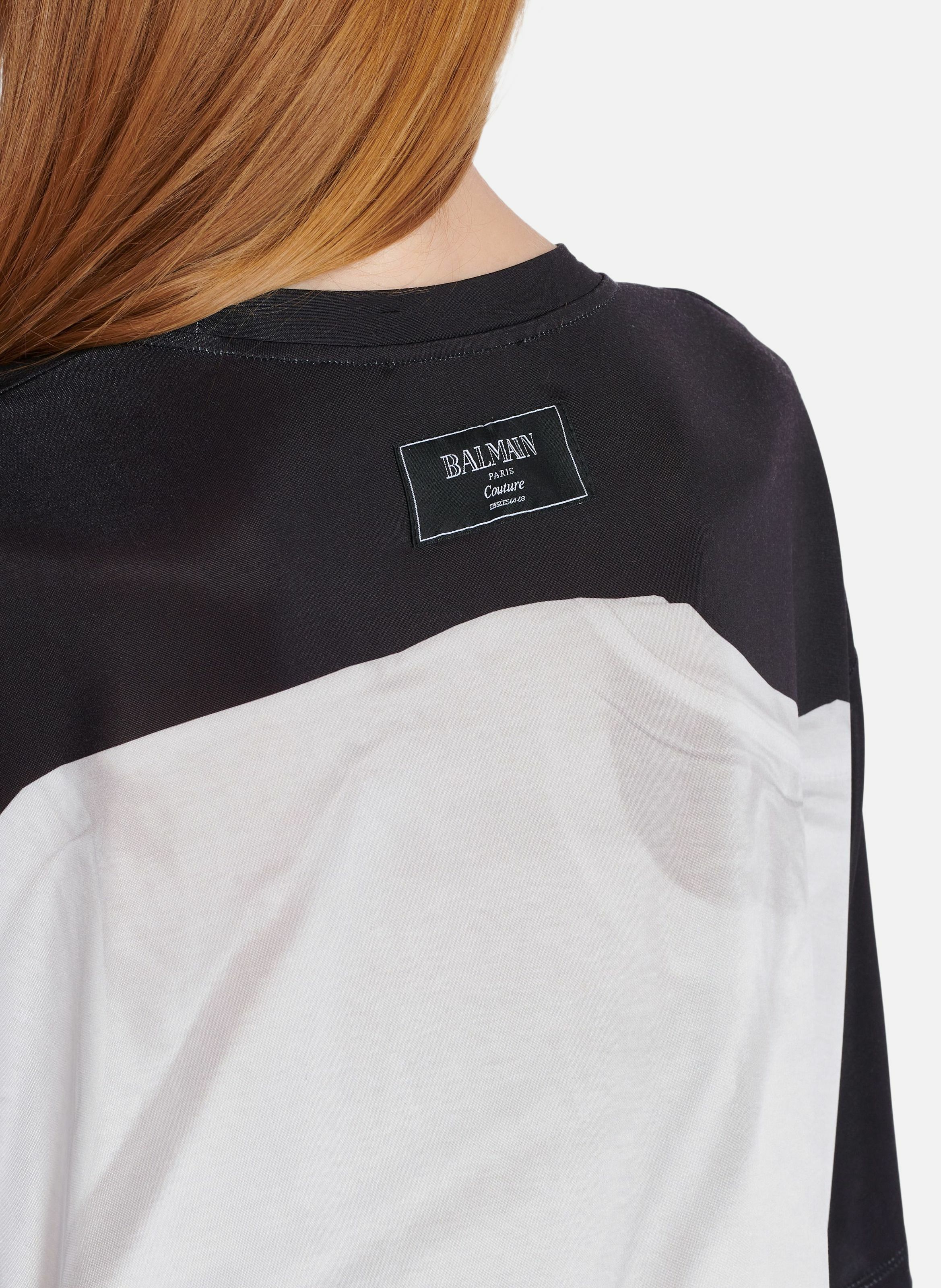 T-shirt fluide imprimé trompe-l'œil BALMAIN Noir