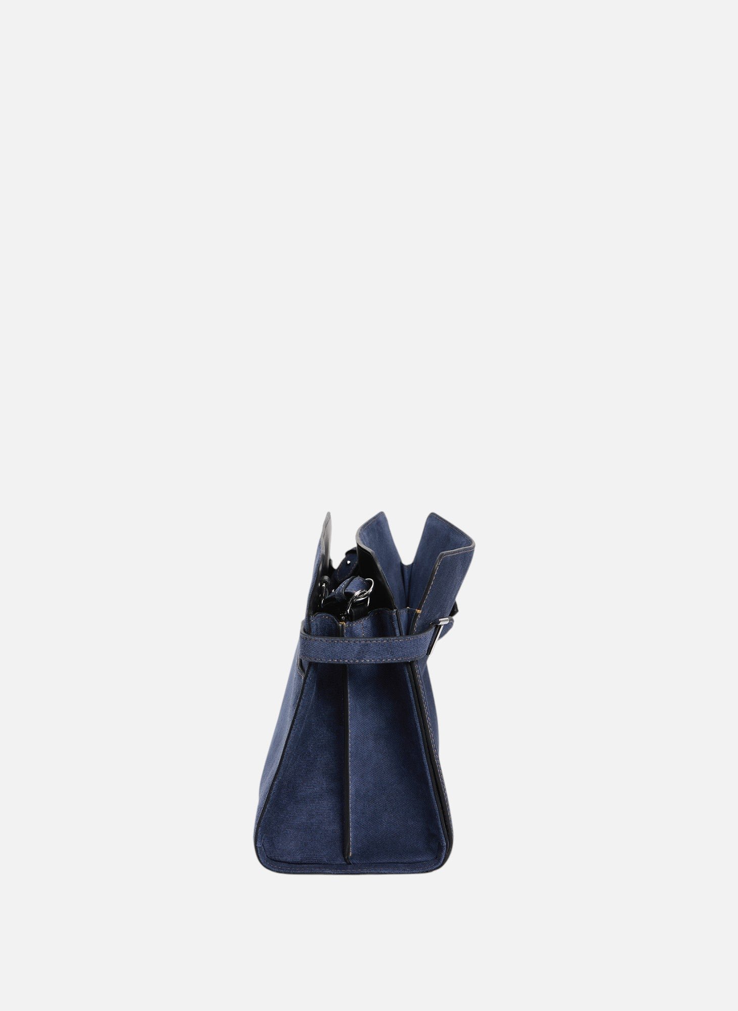 Sac porté épaule grand modèle emie en cuir suède effet denim LE TANNEUR Noir