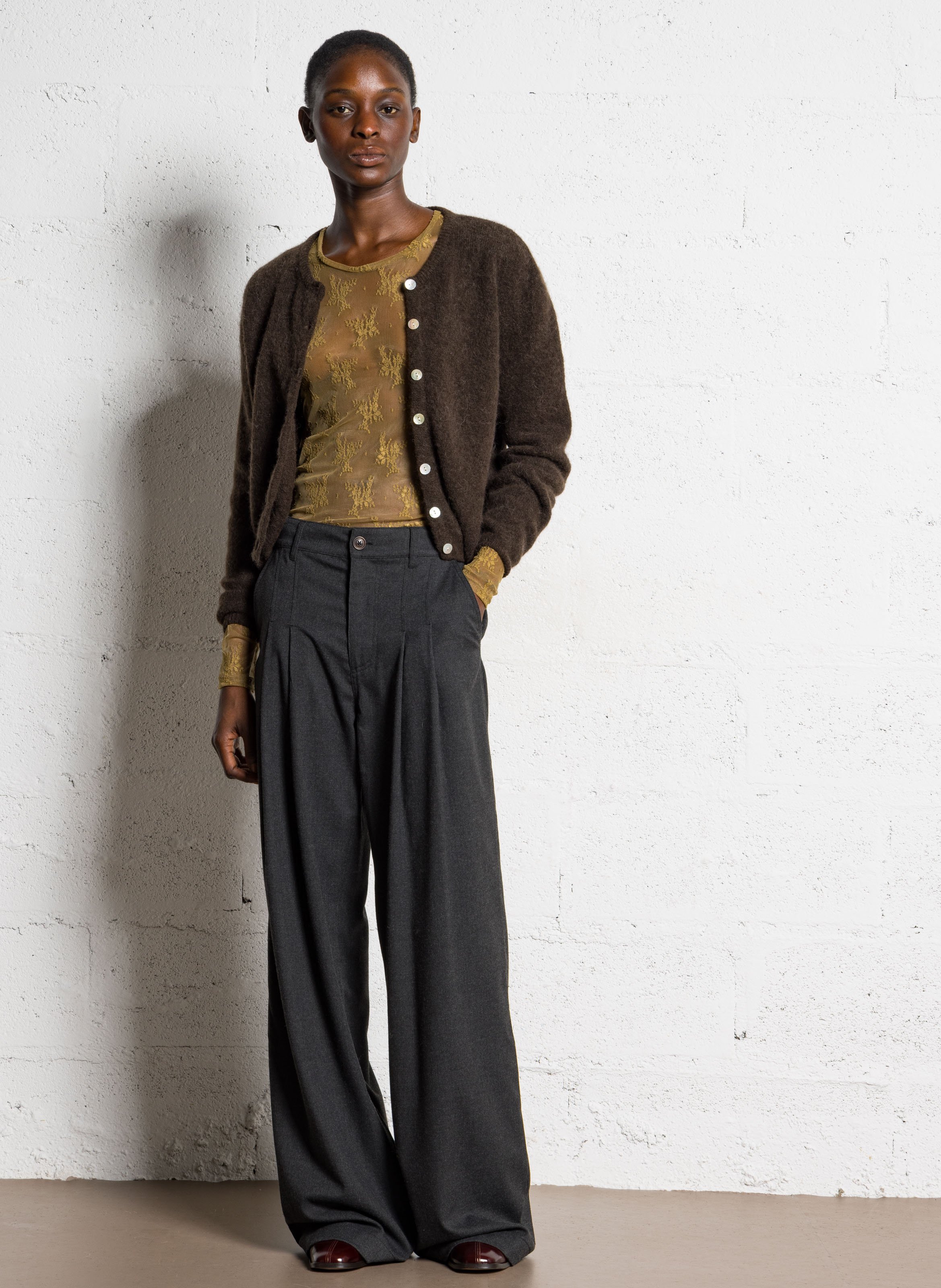 Gilet ample col rond en laine mélangée vitow AMERICAN VINTAGE Marron