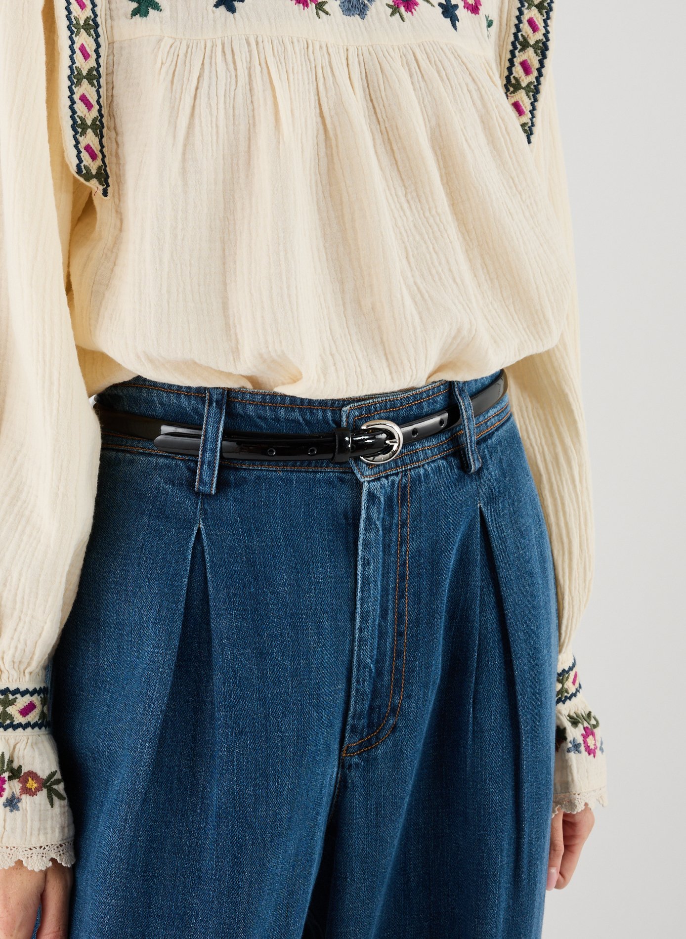 Ceinture fine en cuir SAISON 1865 Noir