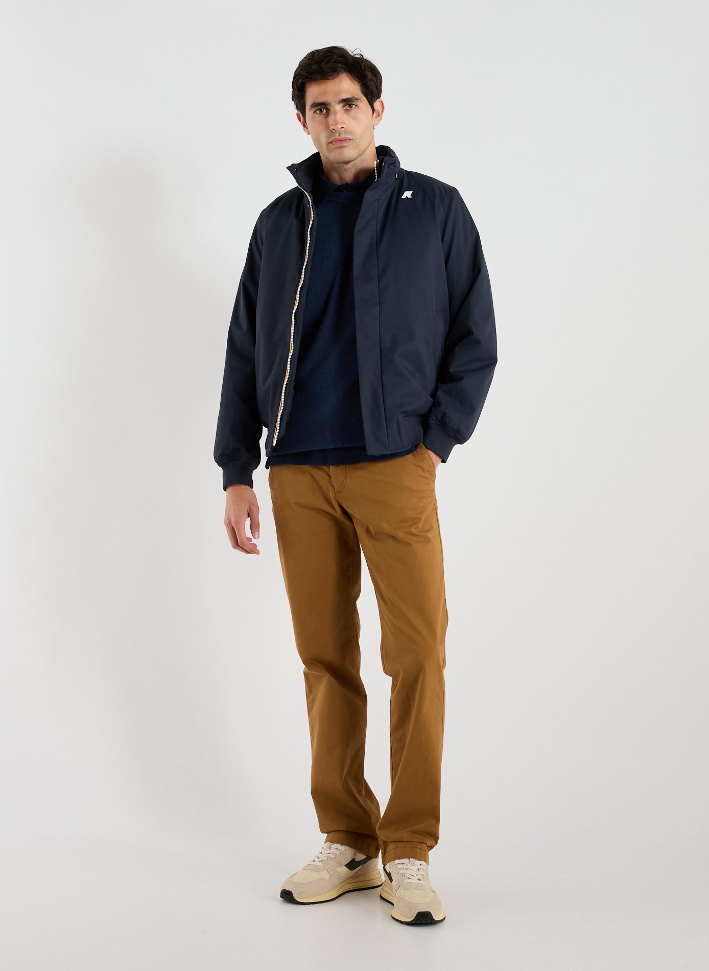 Solid color parka with high collar K-WAY Blue