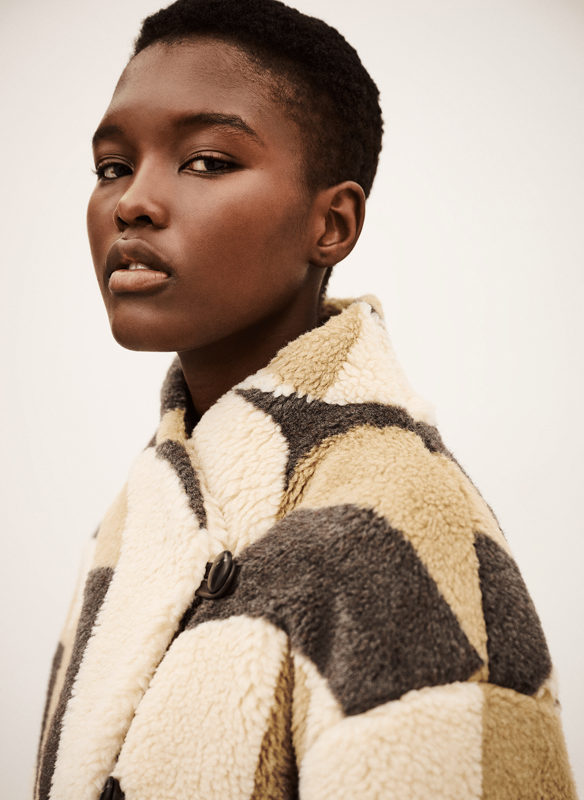 Manteau court oversize col montant futura Beige