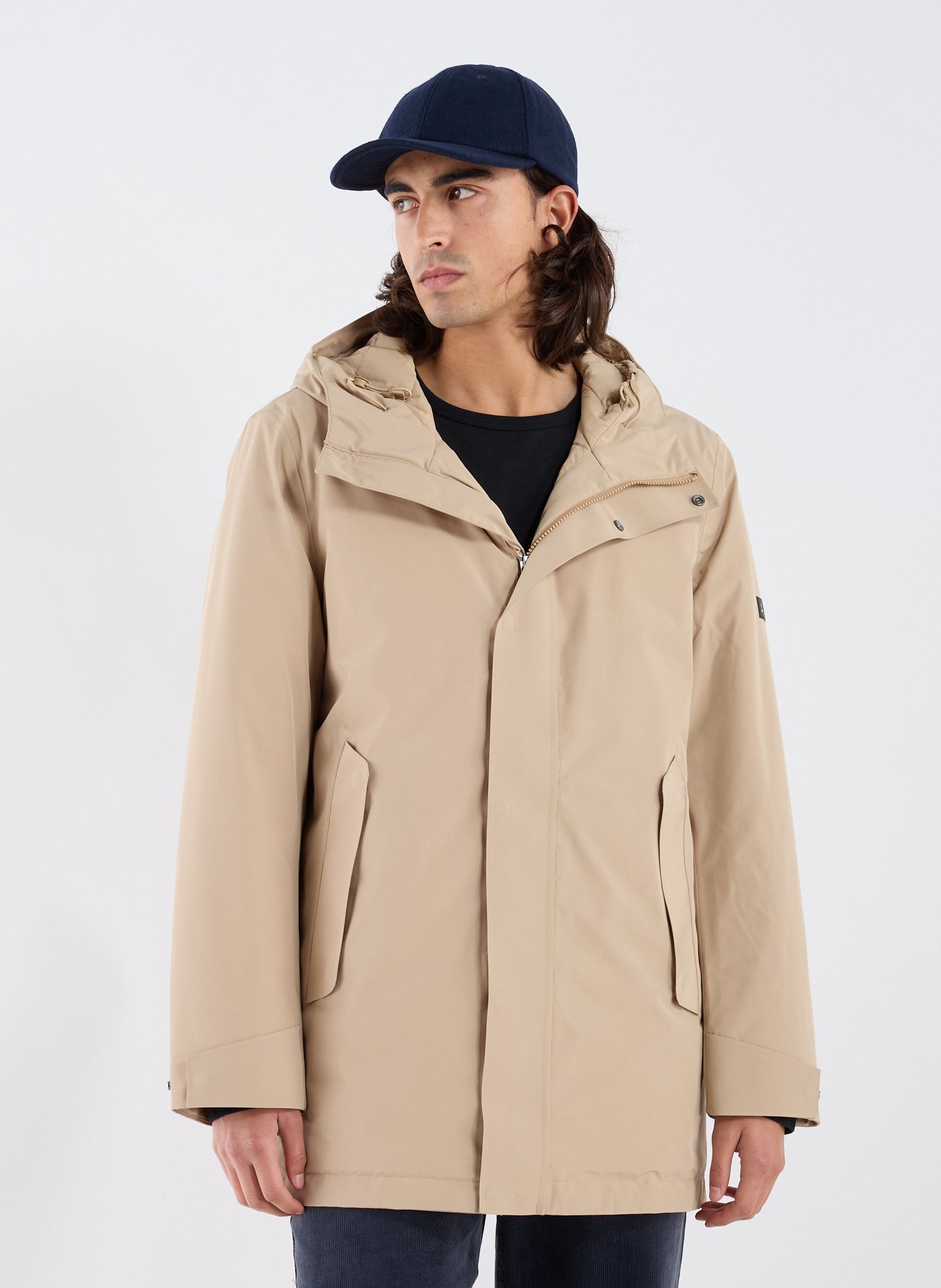 Mid-length straight parka with hood MTD AIGLE Brown