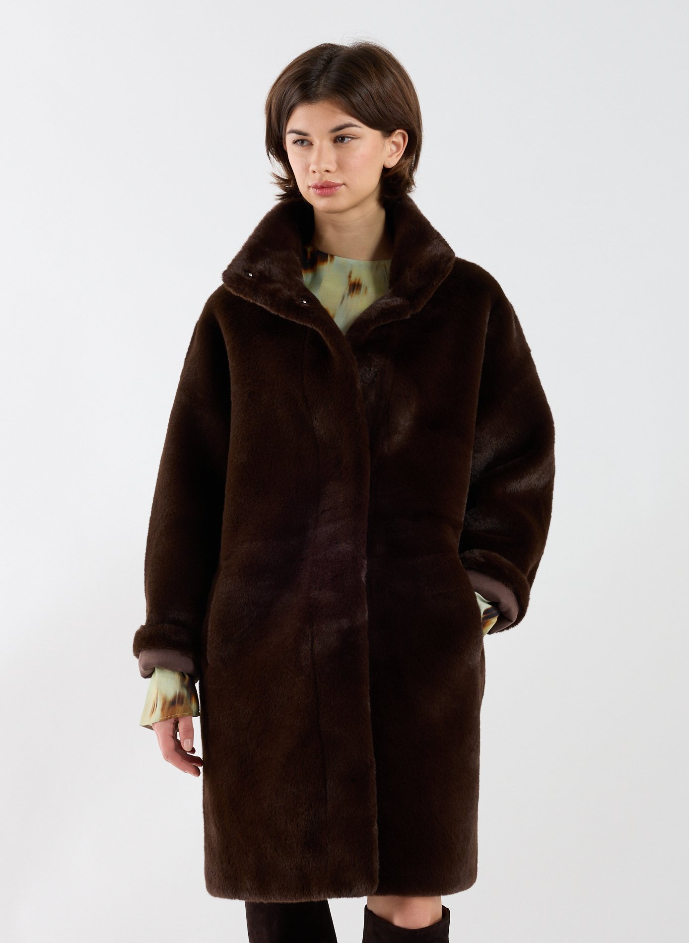 APPARIS Manteau léopard à col montant Marron