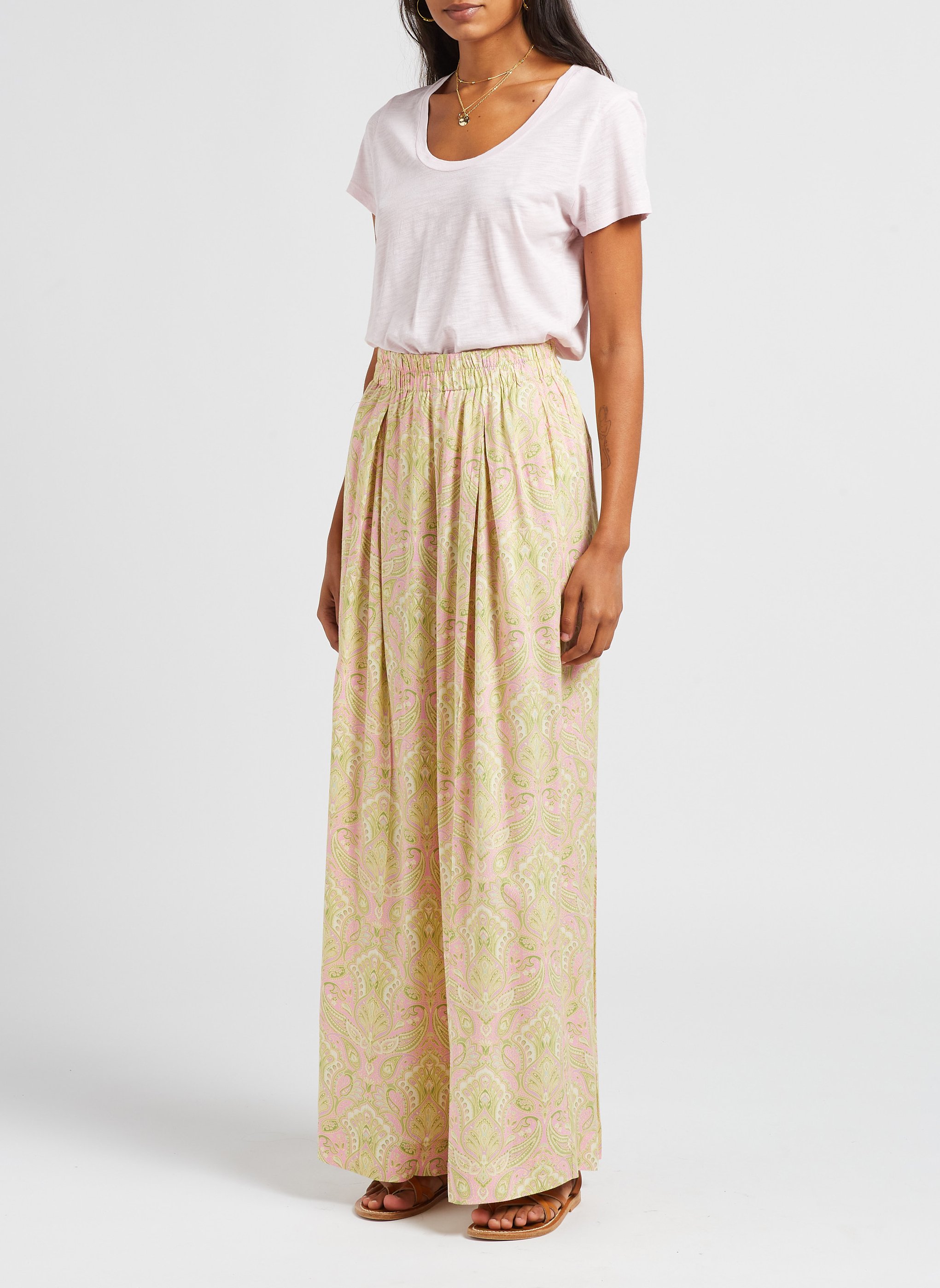 Tee-shirt col rond en coton mélangé jacksonville AMERICAN VINTAGE Rose