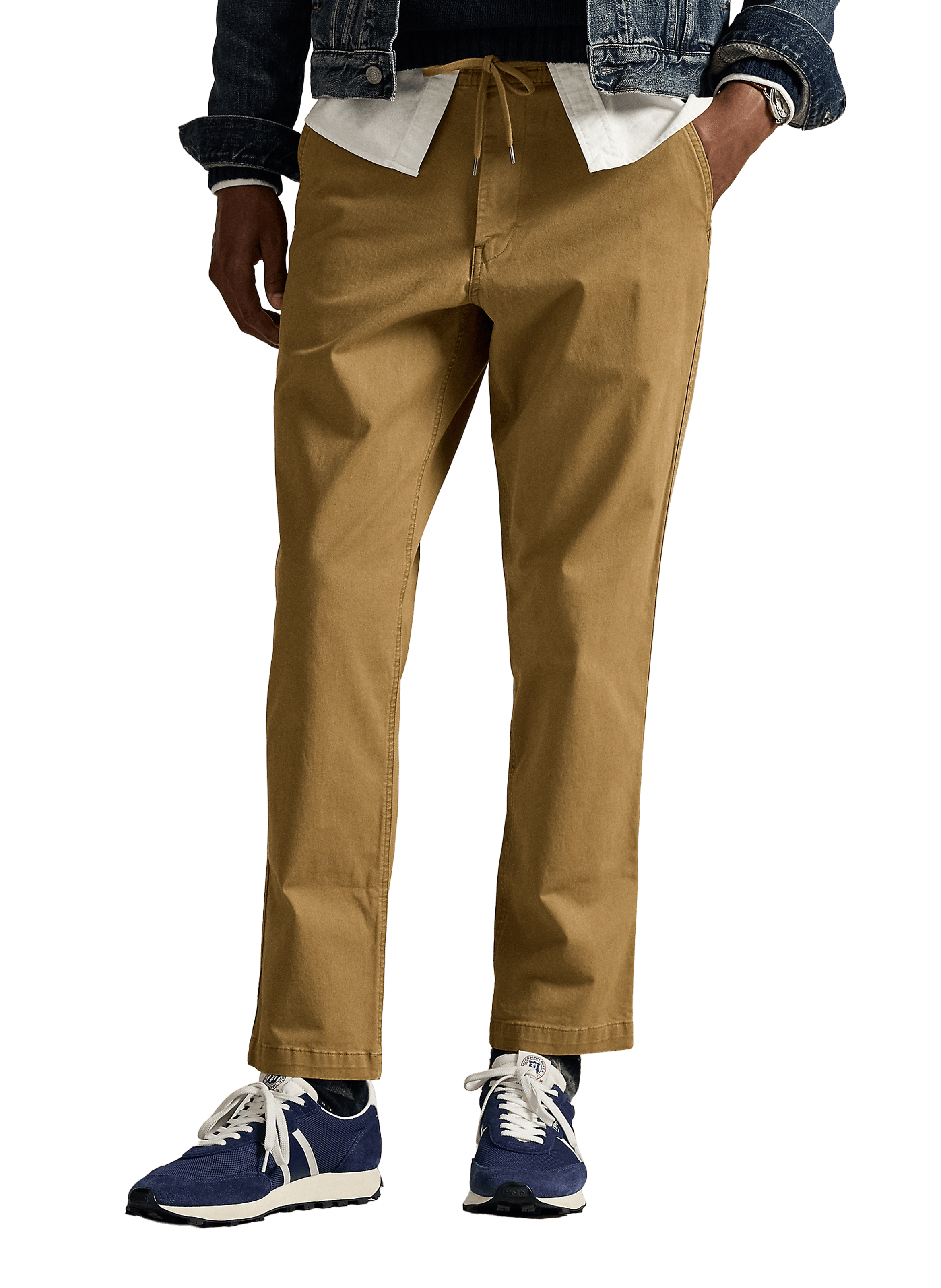 Pantalon droit taille élastiquée en coton POLO RALPH LAUREN Beige