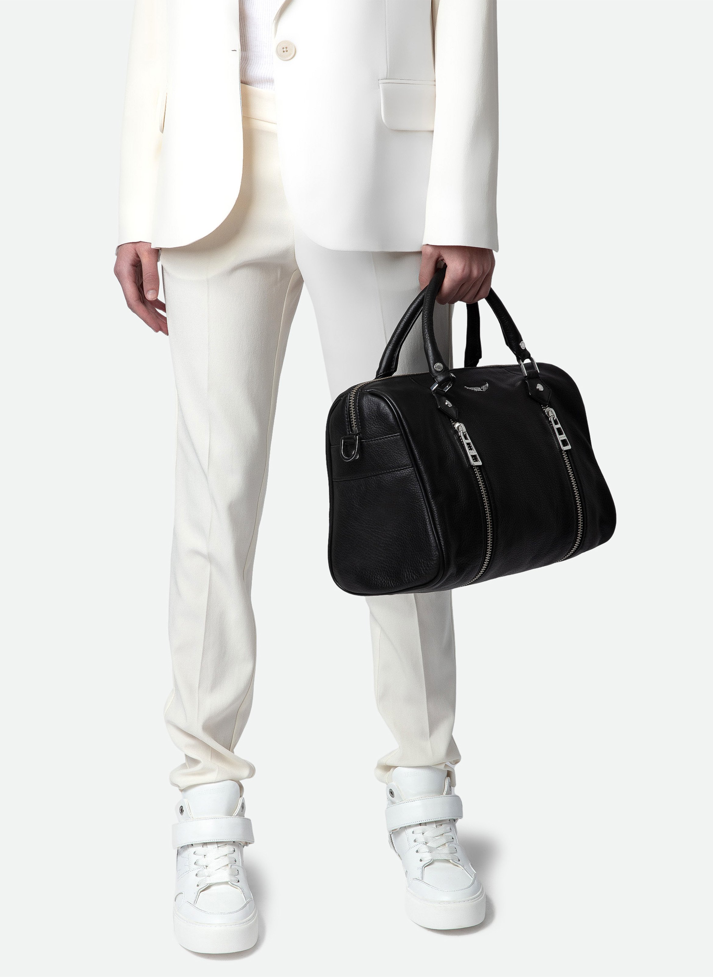 Sac rond zippé en cuir grainé sunny medium ZADIG&VOLTAIRE Noir