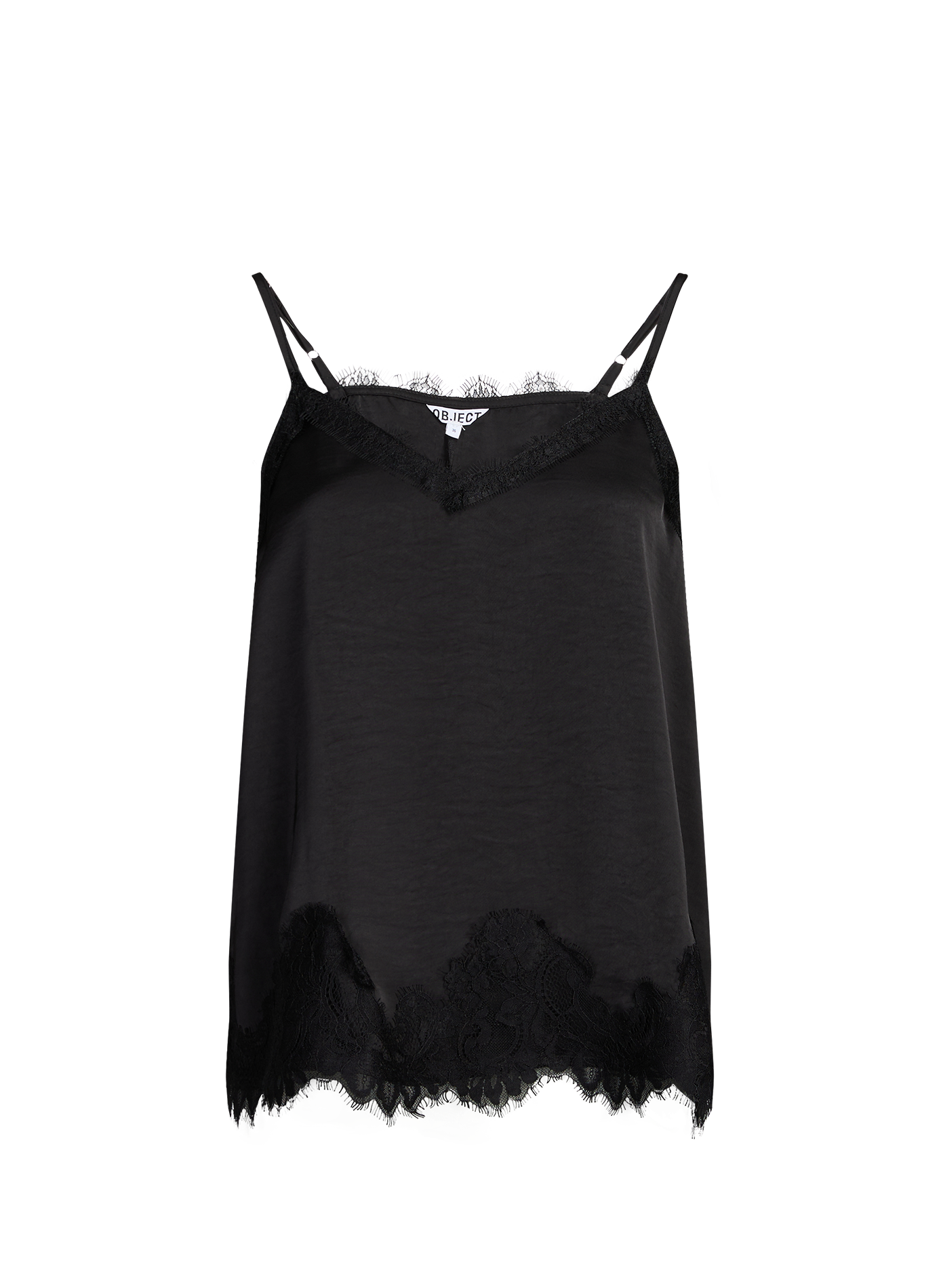 Lace Trim Tank Top OBJECT Black