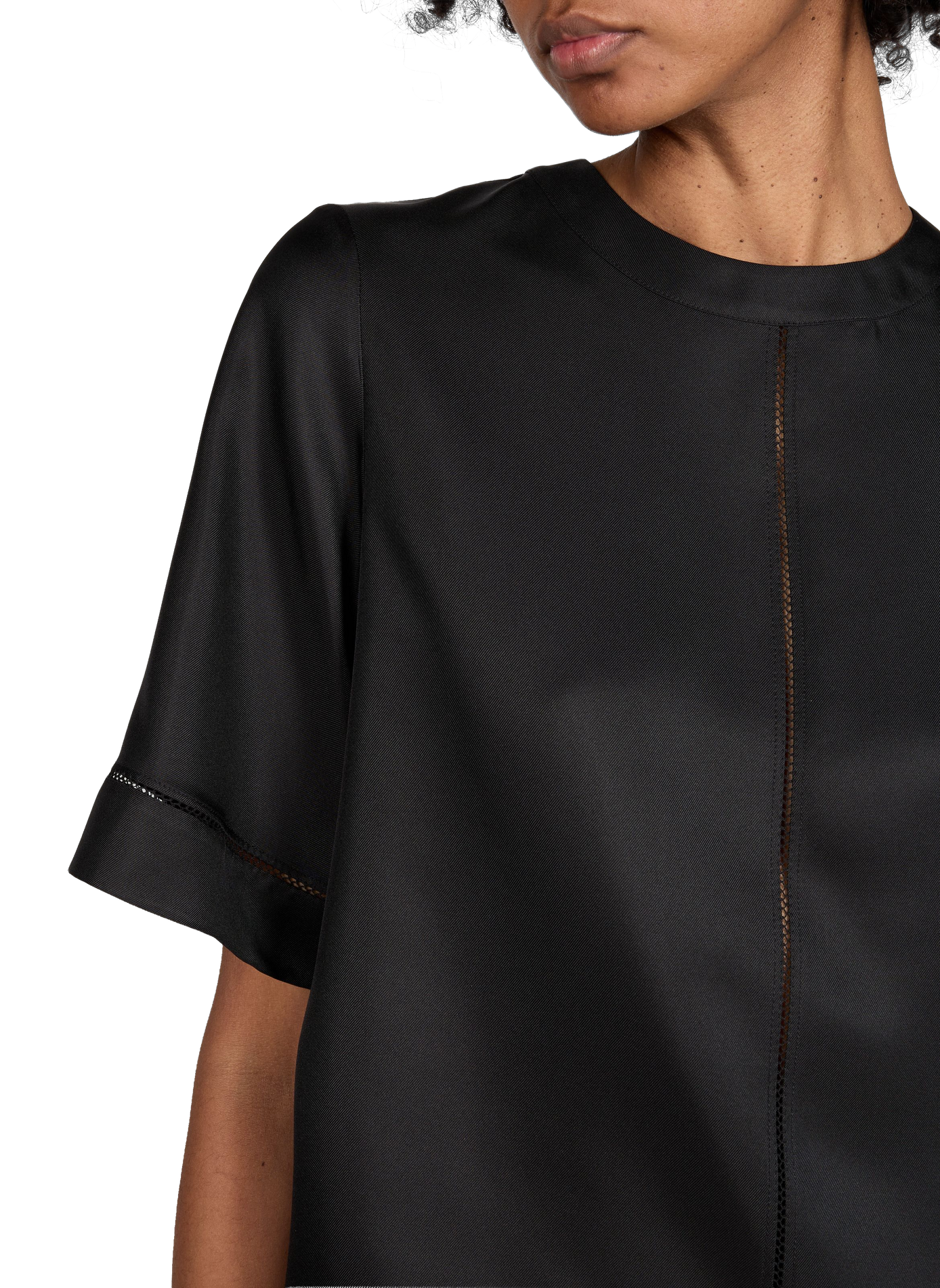 Short-sleeved silk top LOULOU DE SAISON Black