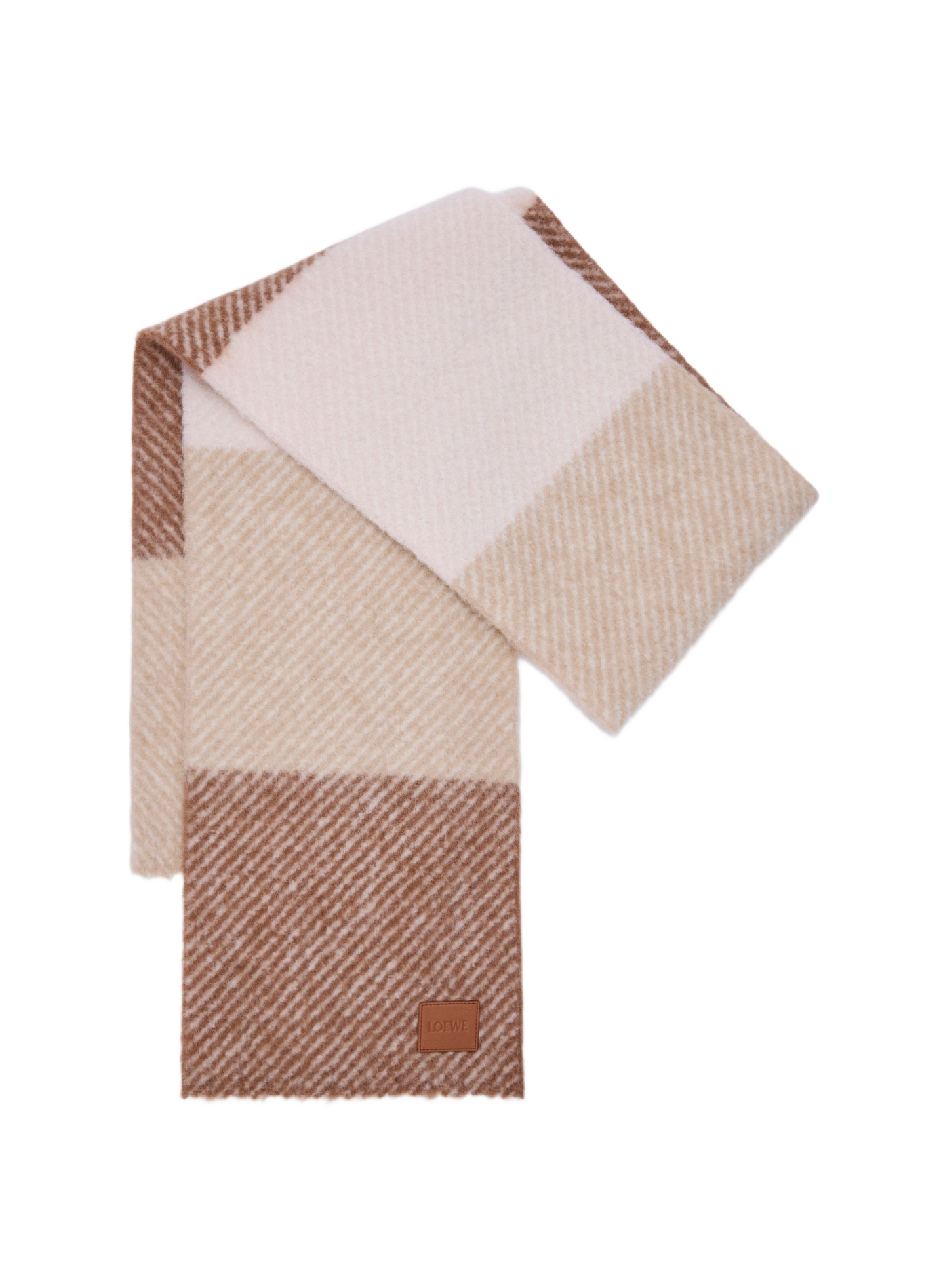 Echarpe à rayures en alpaga et laine mélangés LOEWE Marron