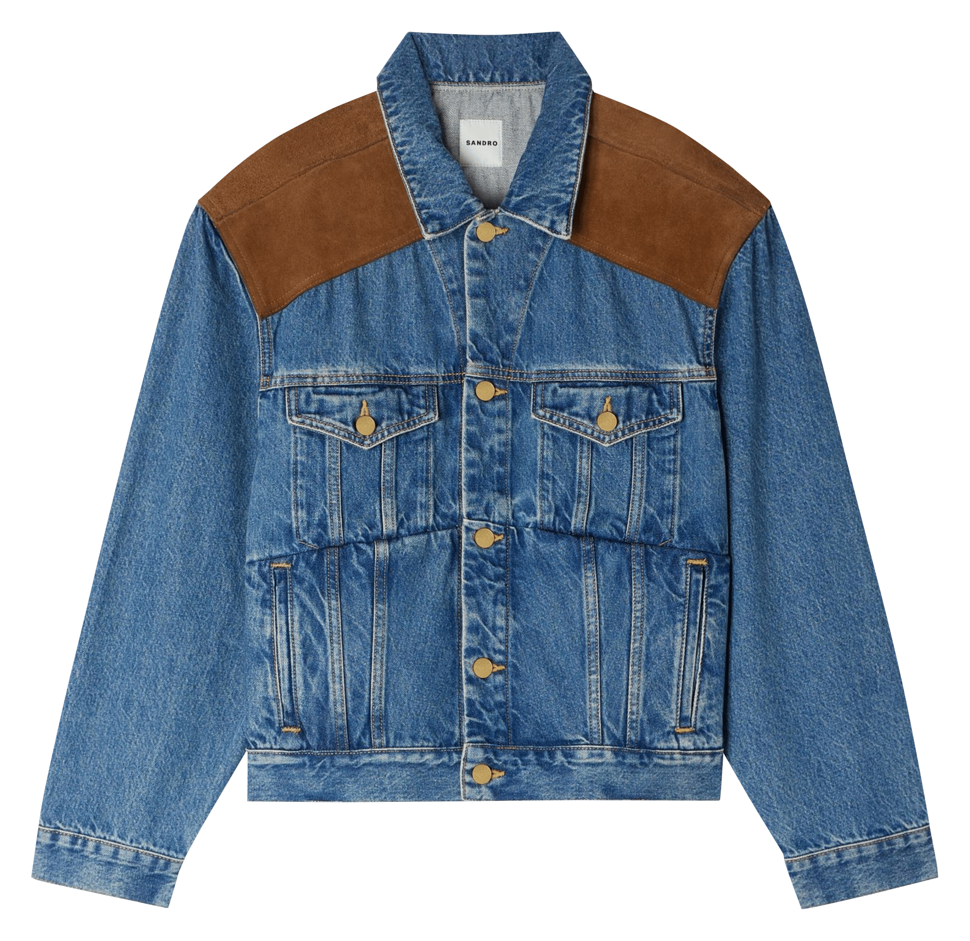 Veste oversize col classique en coton SANDRO Bleu