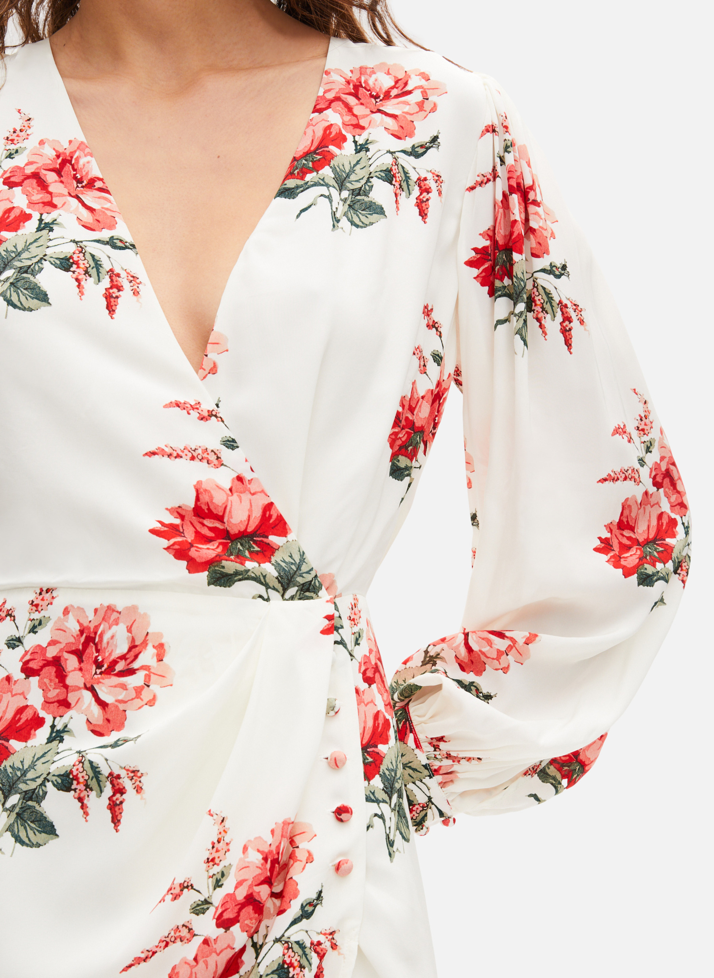 Robe courte portefeuille imprimé fleuri THE KOOPLES Blanc