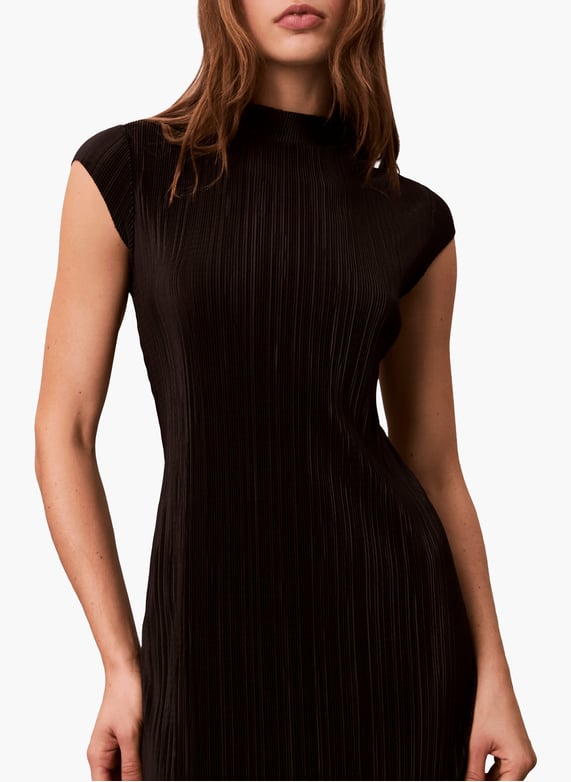 Midi pleated short sleeve dress Black Calvin klein - Women | Printemps.com Midi pleated short sleeve dress Black Calvin klein - Women | Printemps.com