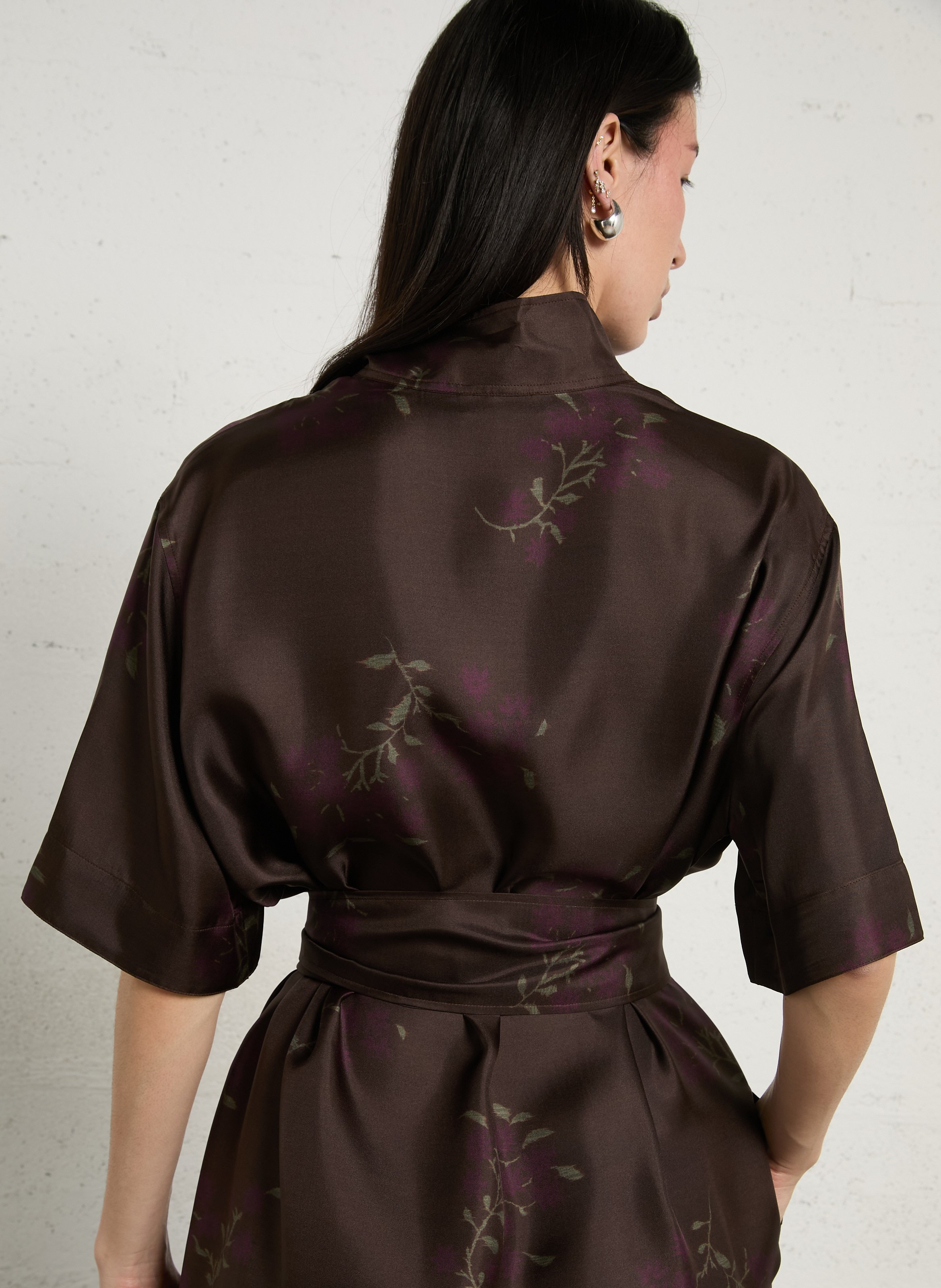 Robe midi col mao en soie witty SOEUR Marron