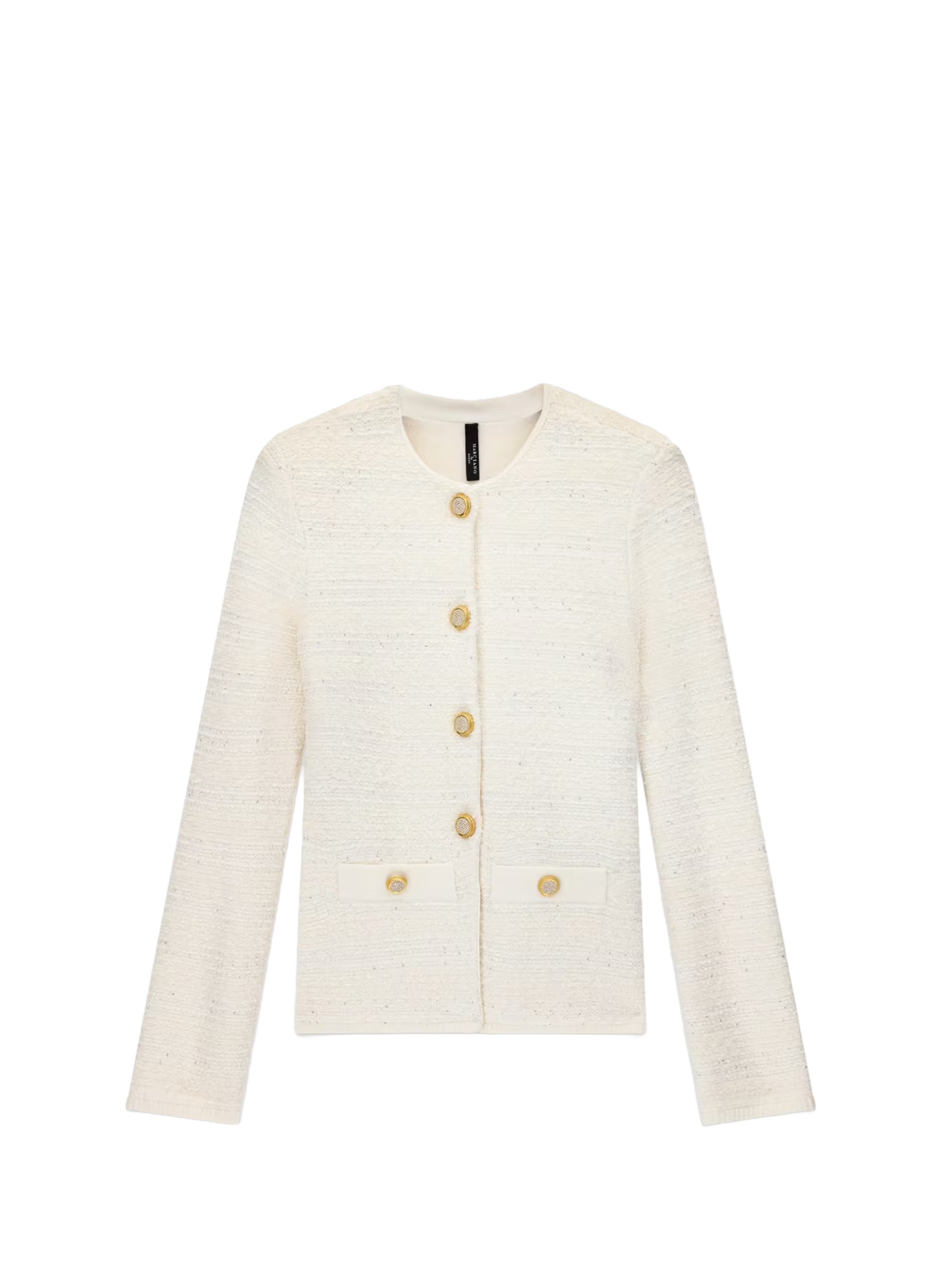 Cardigan col rond en tweed GUESS Beige