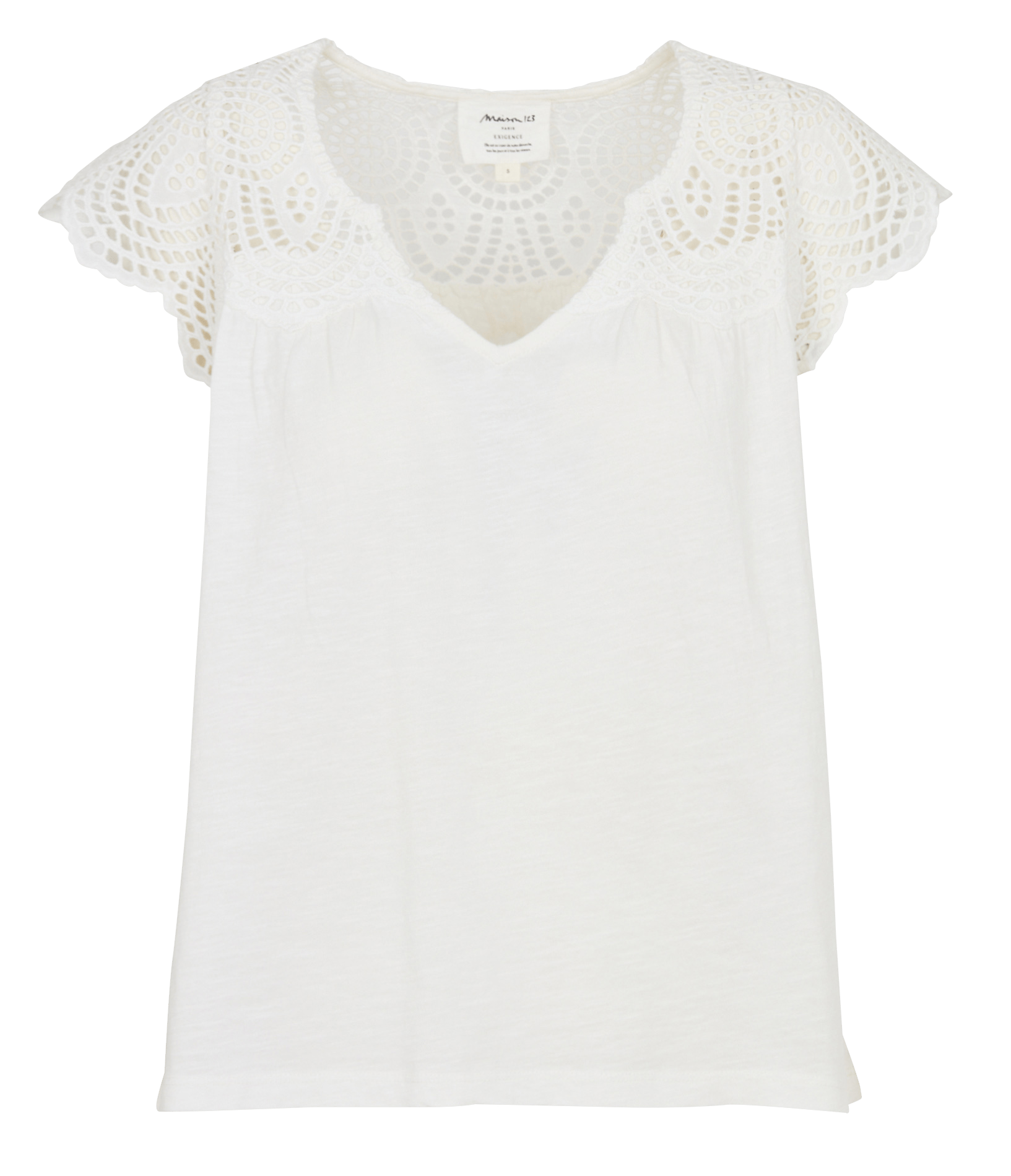 Top col v en coton lilou MAISON 123 Blanc