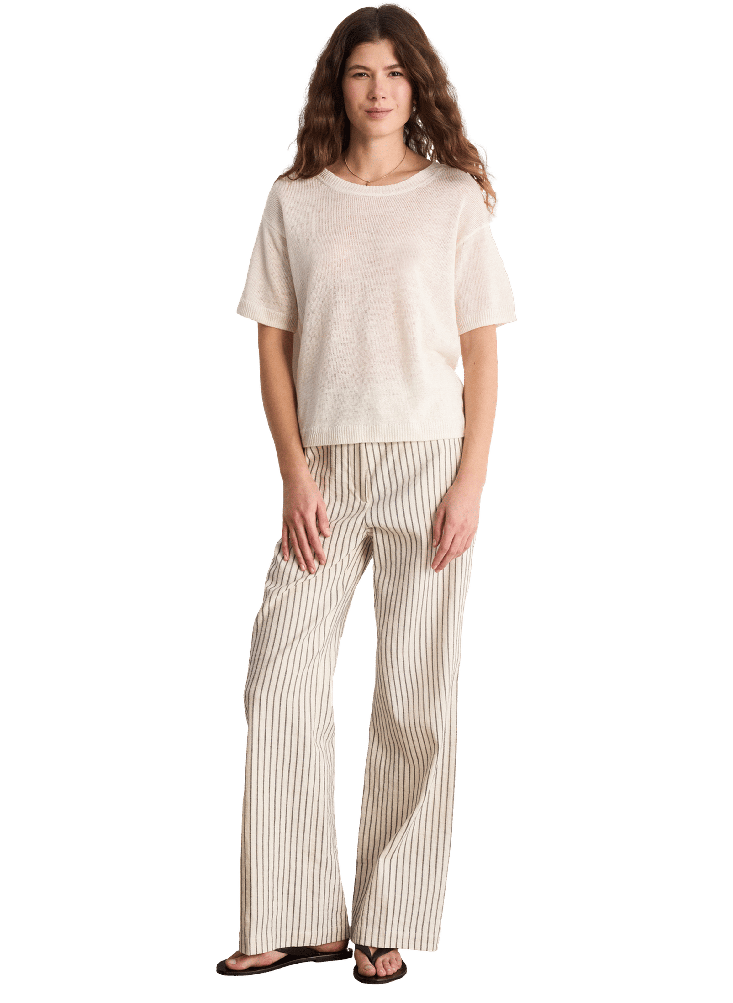 Pull ample en lin à manches courtes - laelia PABLO Beige