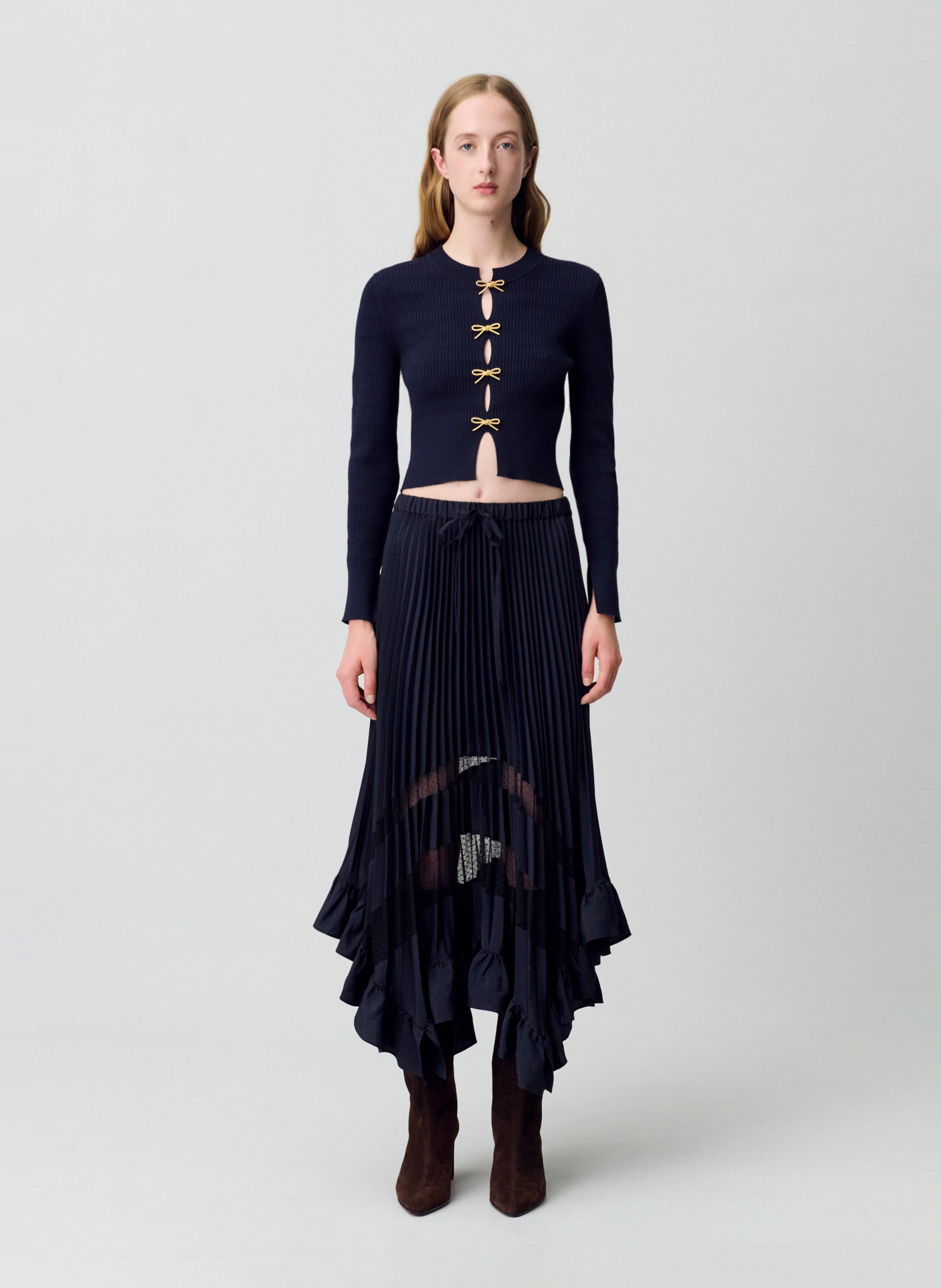 Jupe longue volantée CLAUDIE PIERLOT Bleu