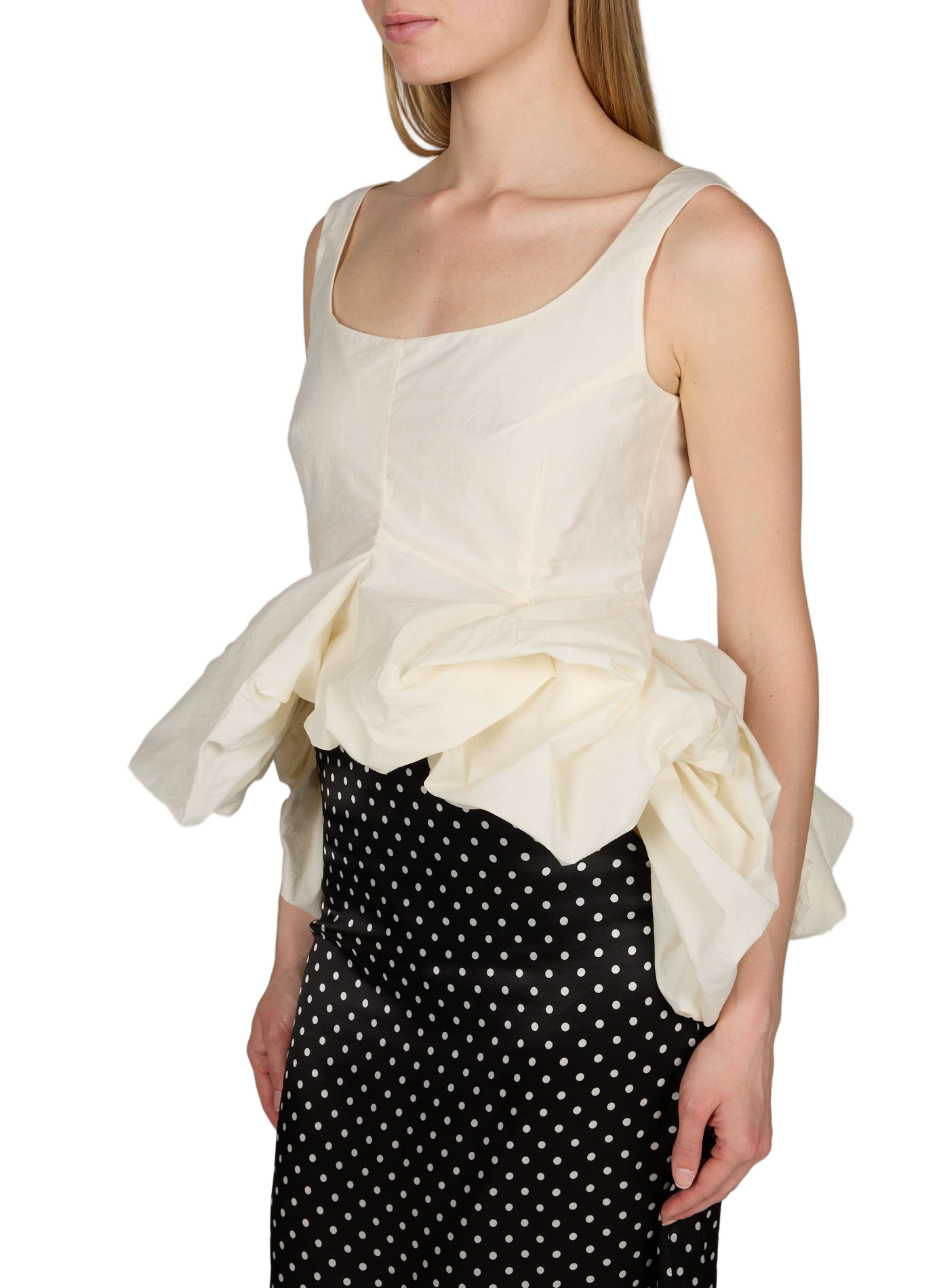 Sleeveless top with a gathered hem MAGDA BUTRYM Beige