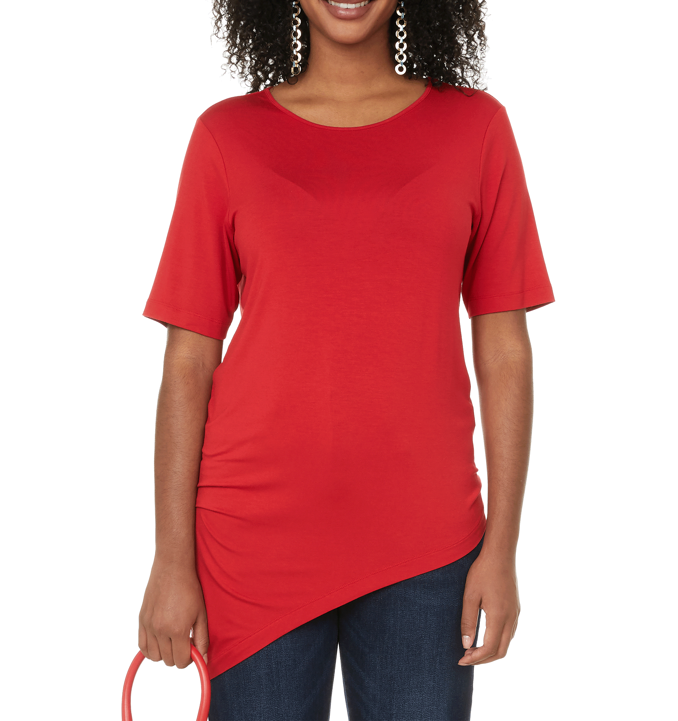 Genevette asymmetric round-neck stretch viscose T-shirt UNIVERSAL STANDARD Red