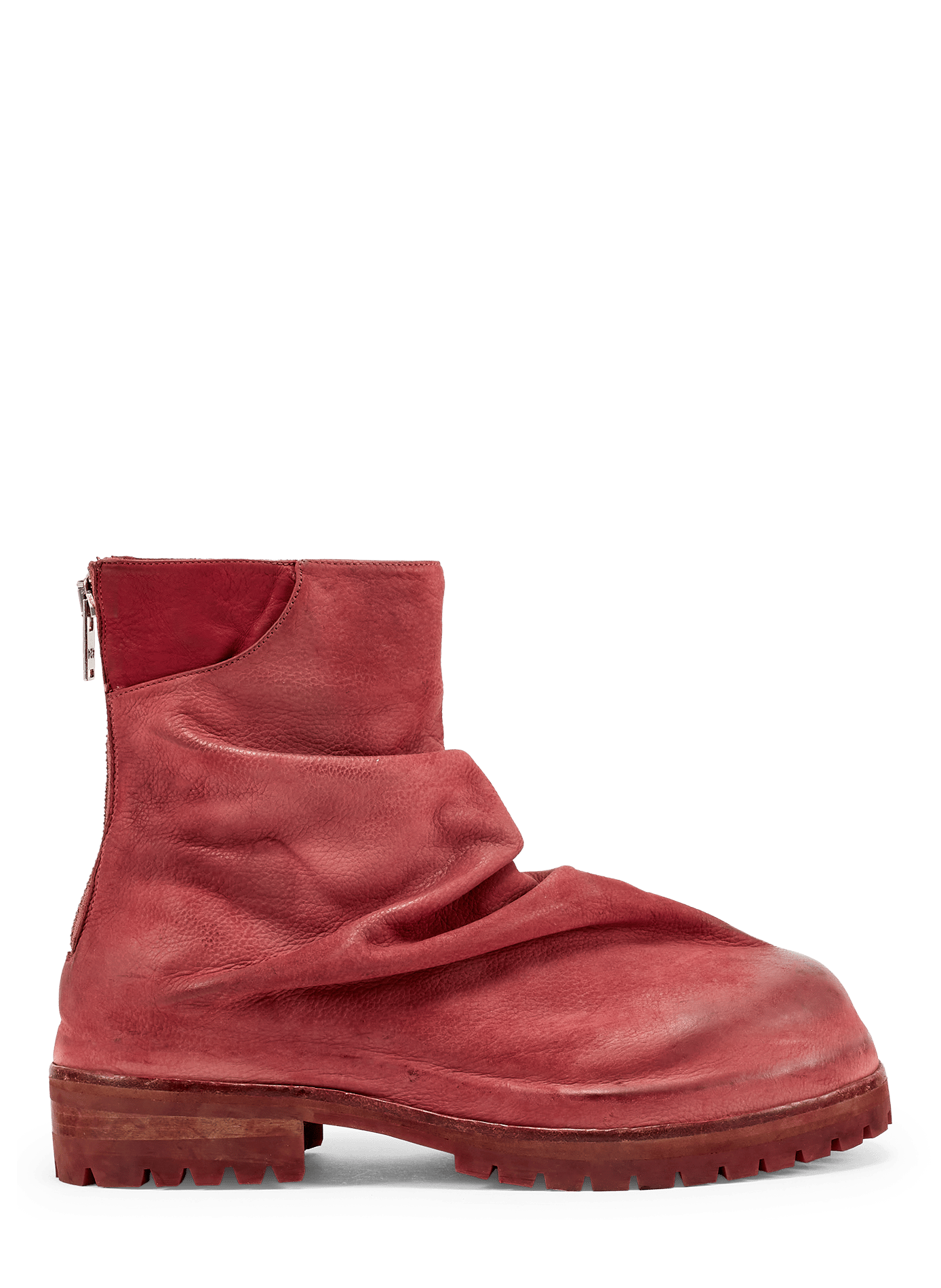 Bottines Marathon aspect délavé en cuir  424 Rouge