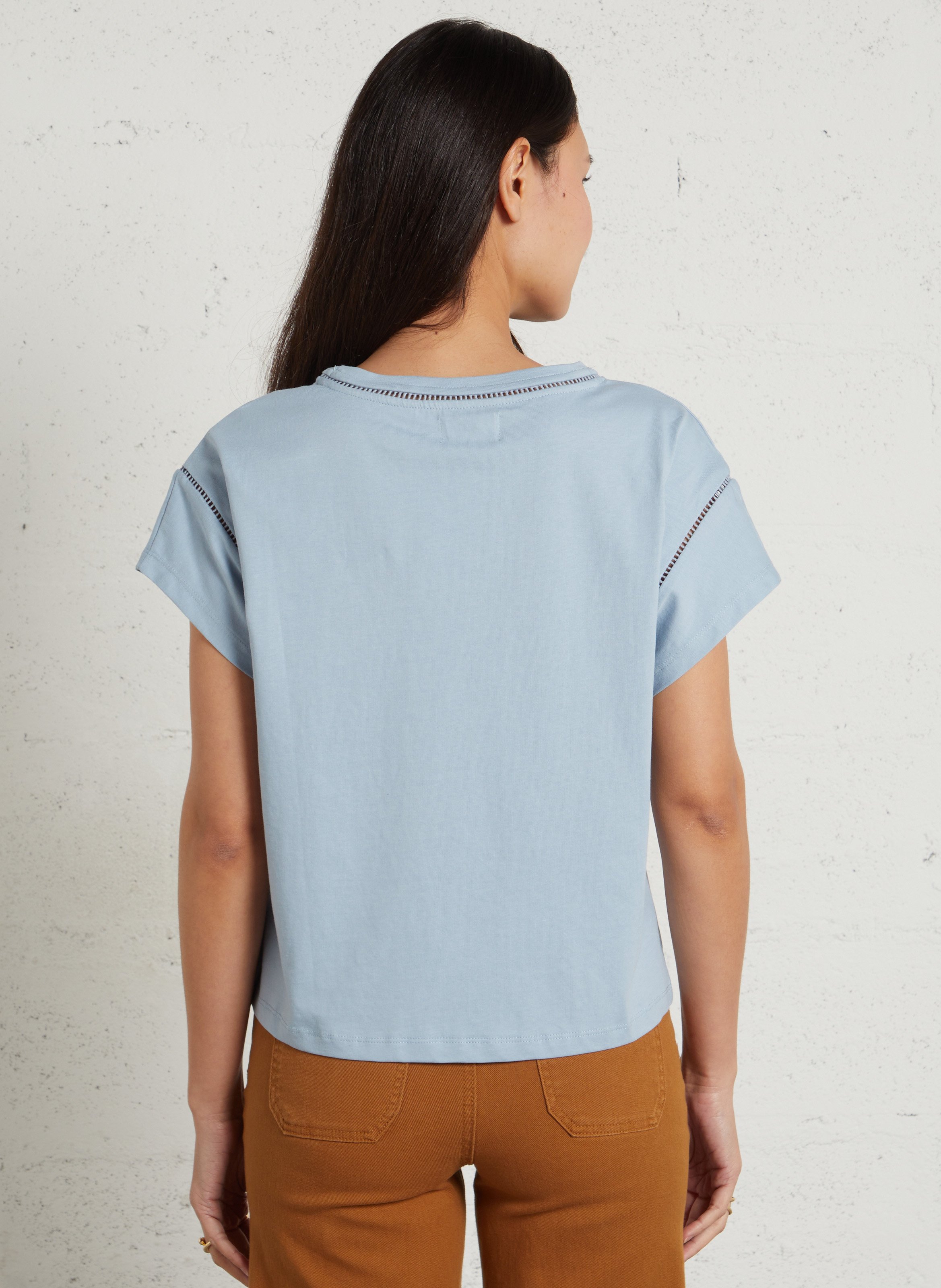 Tee-shirt col rond en coton louise Bleu