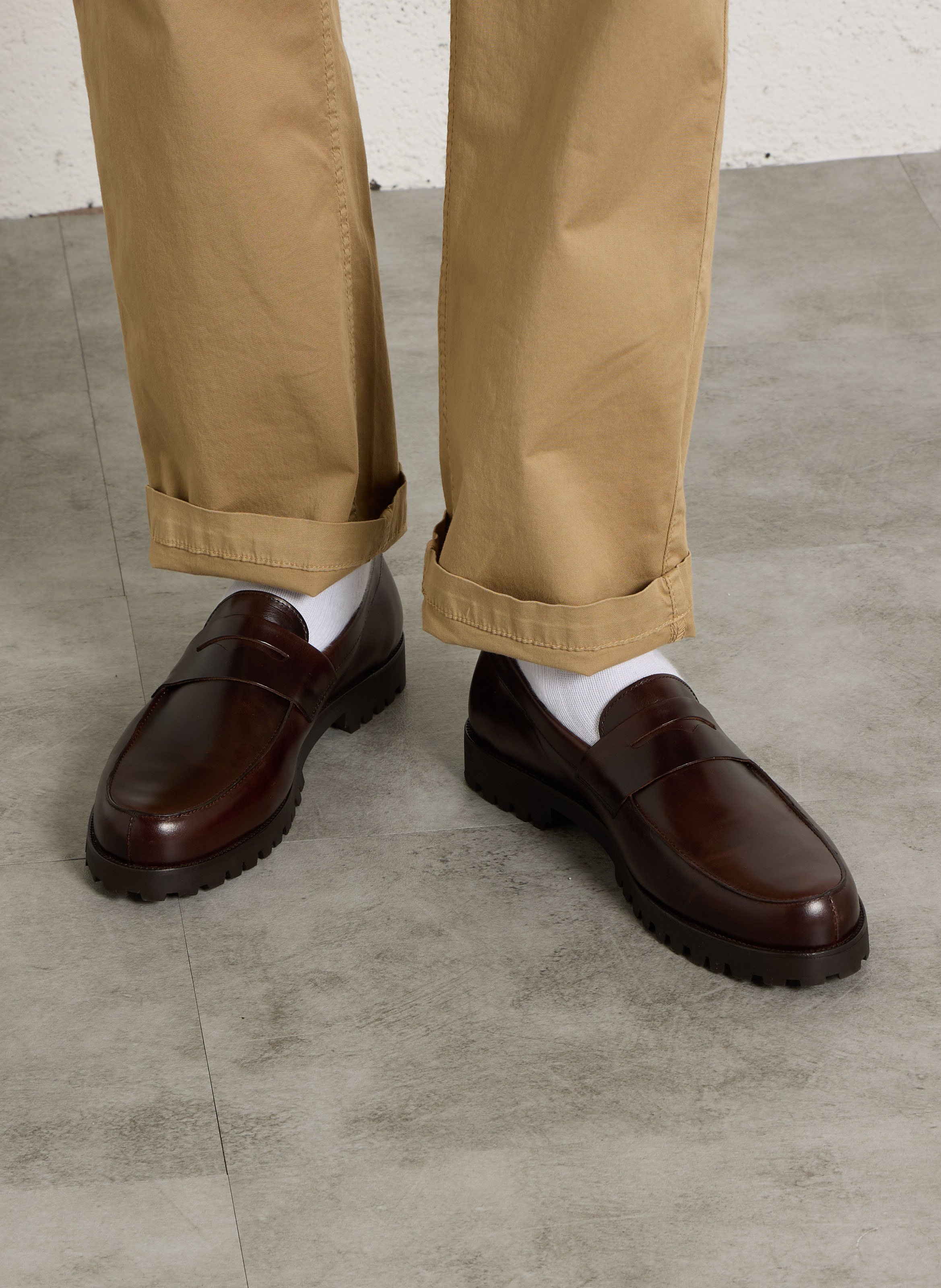 Frank leather moccasins with serrated sole BOBBIES Brown
