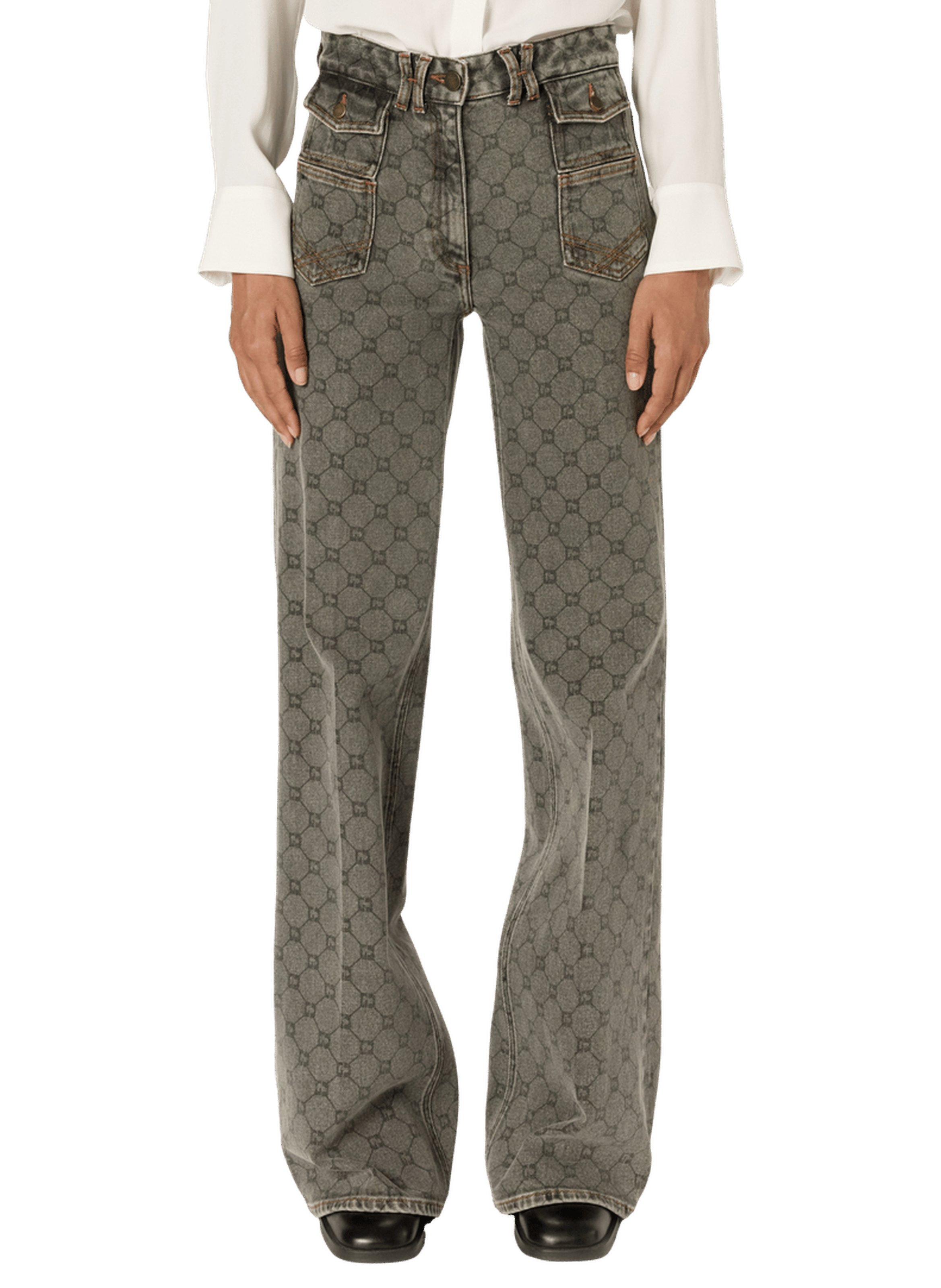 Jean flare à monogramme - anna GERARD DAREL Gris