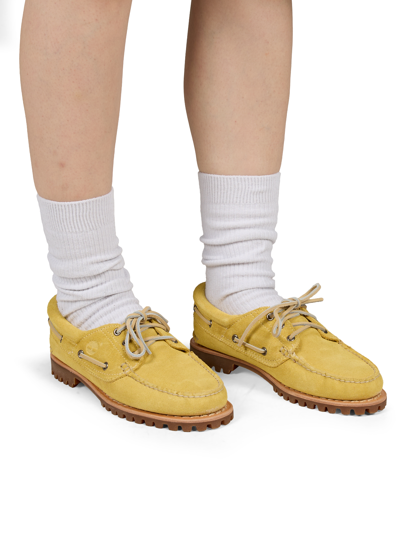 Serrated leather boat shoes TIMBERLAND Yellow
