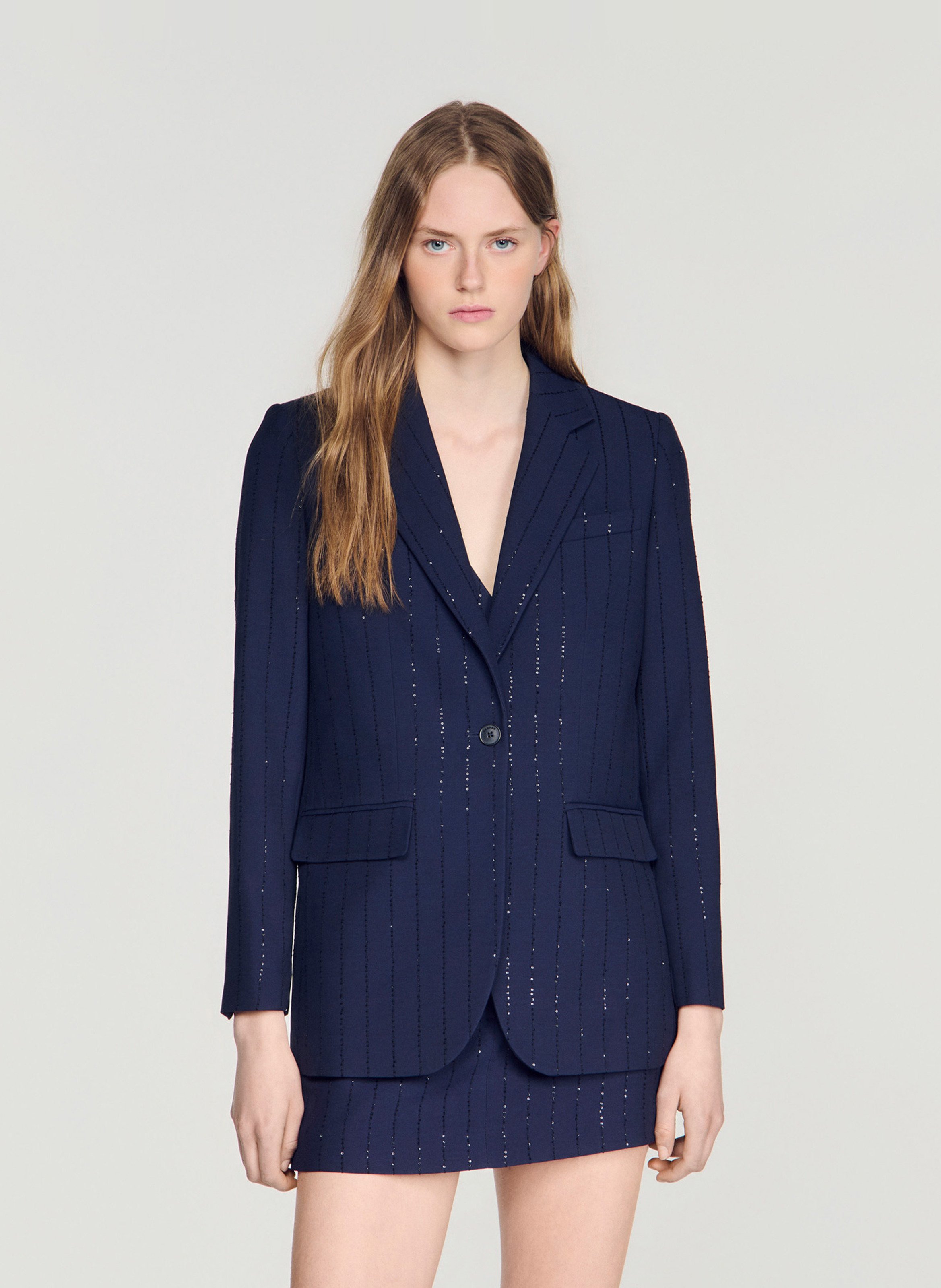 Veste tailleur droite SANDRO Bleu